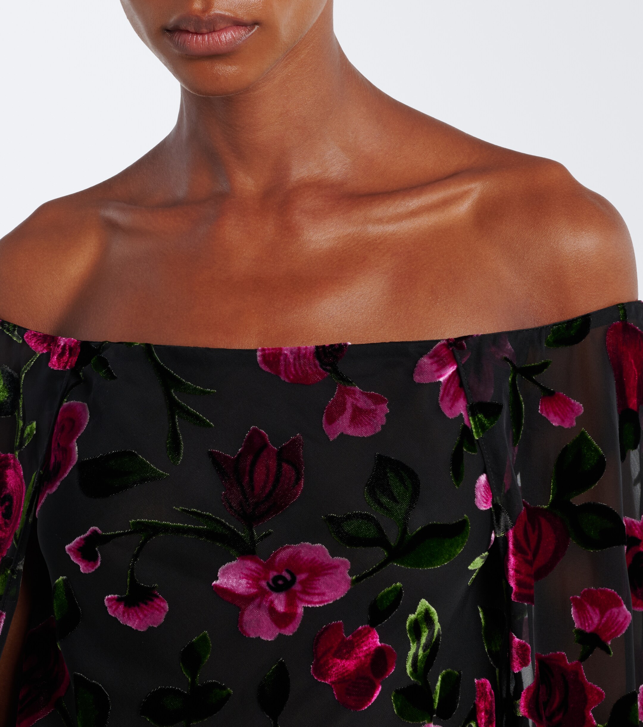 Rodarte Rodarte Caped floral devoré velvet gown