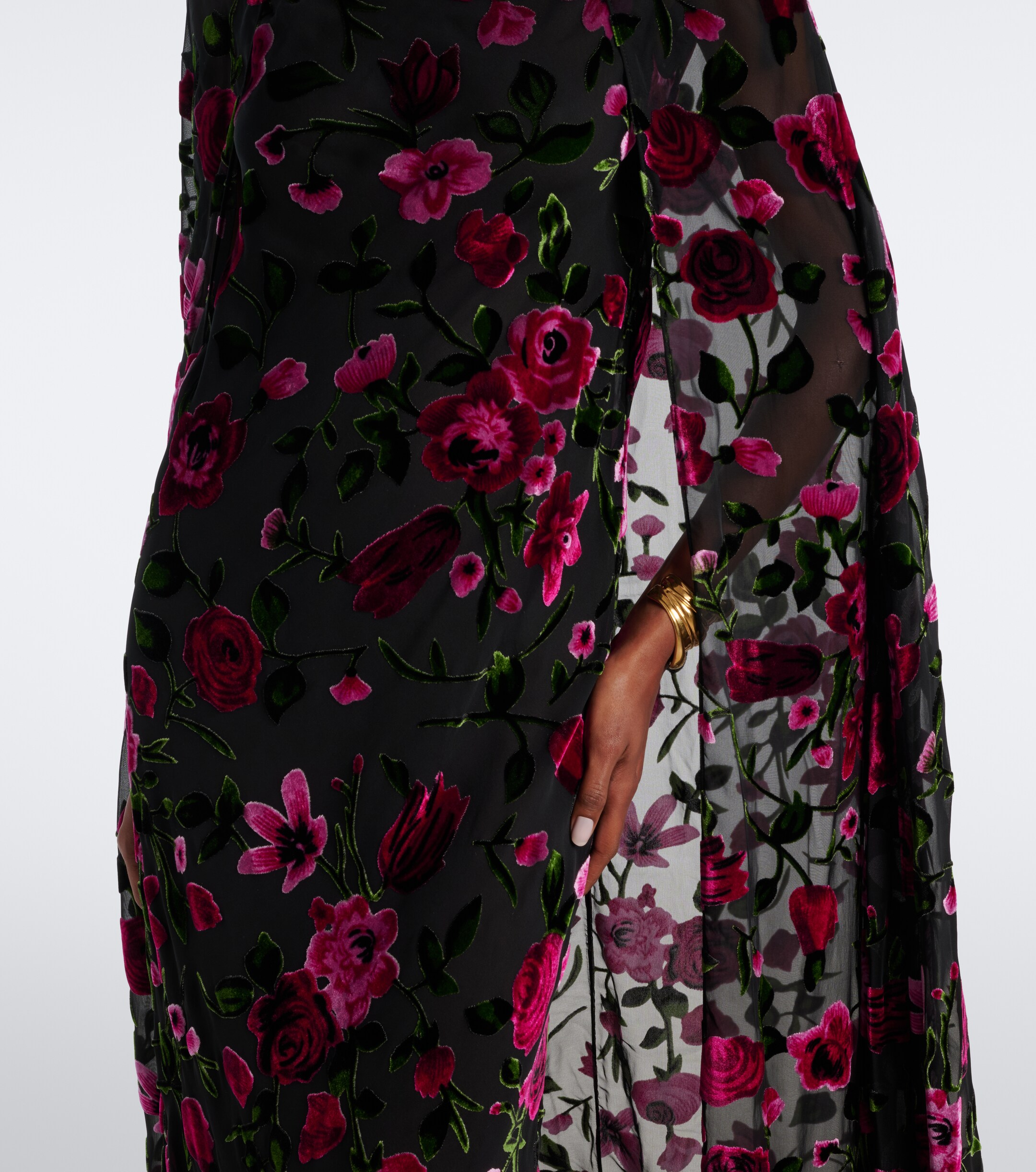 Rodarte Rodarte Caped floral devoré velvet gown
