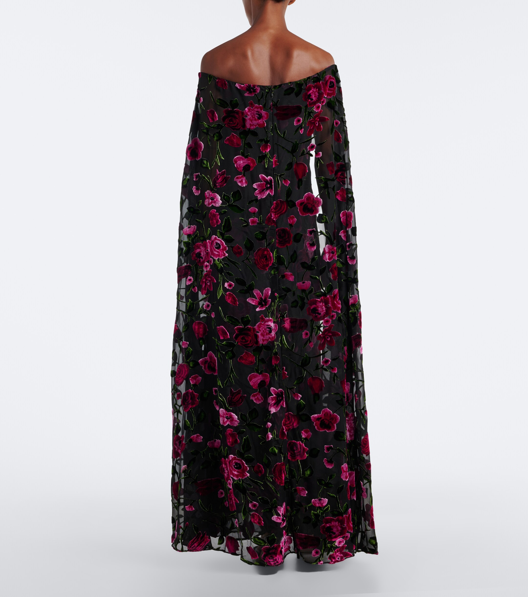 Rodarte Rodarte Caped floral devoré velvet gown