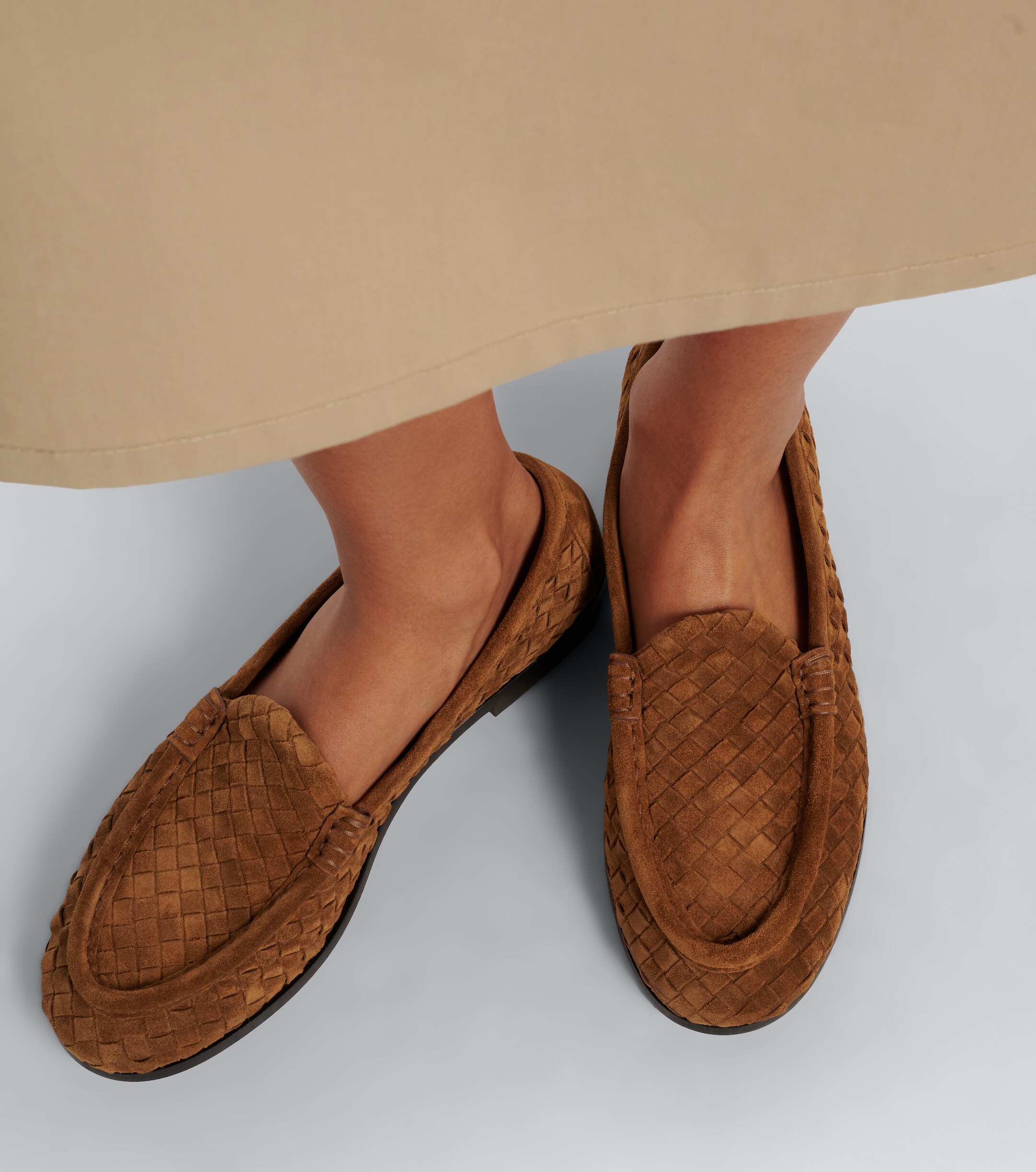 Bottega Veneta Bottega Veneta Silenzio Intrecciato suede loafers