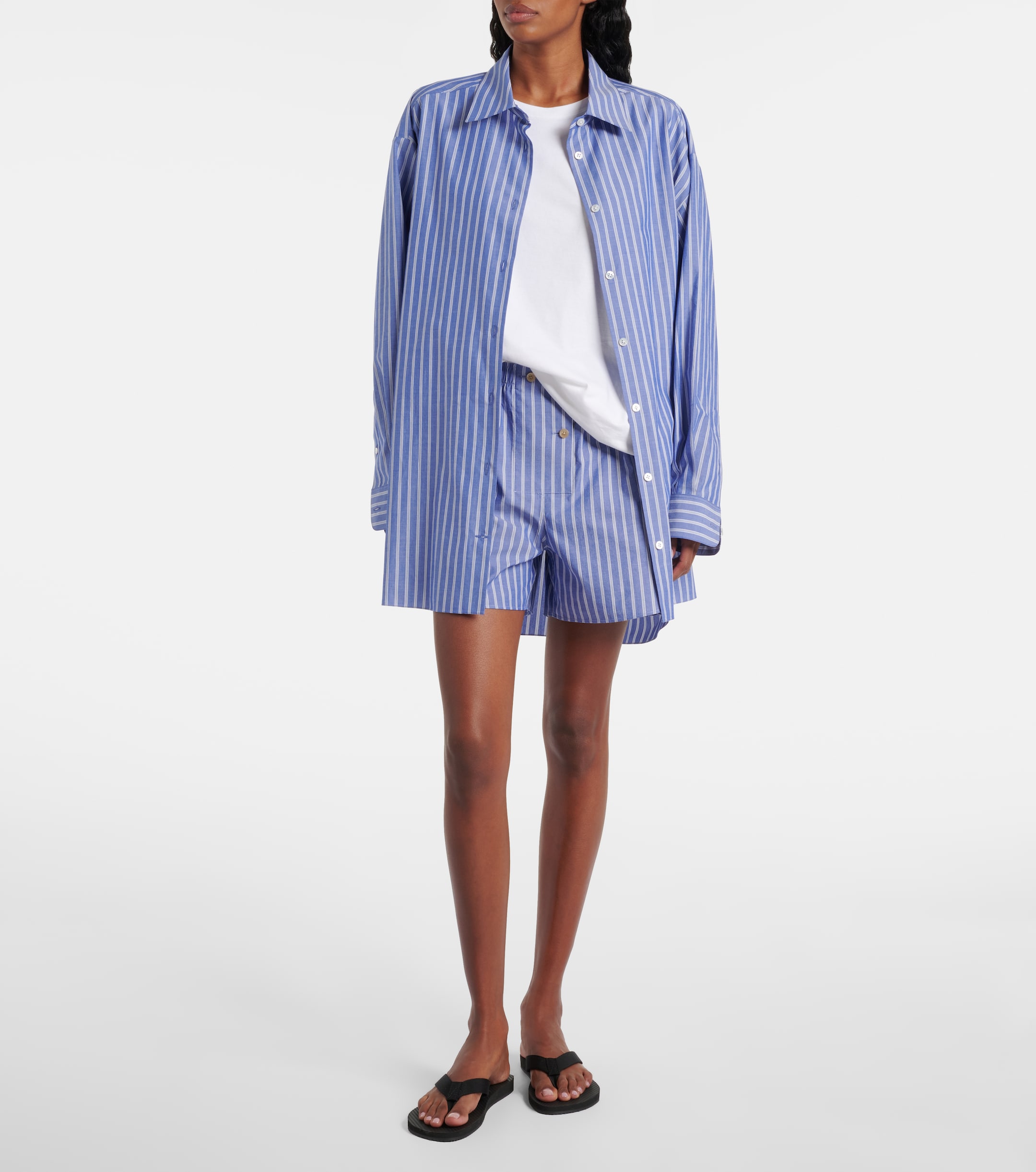 The Row Luka striped cotton poplin shirt