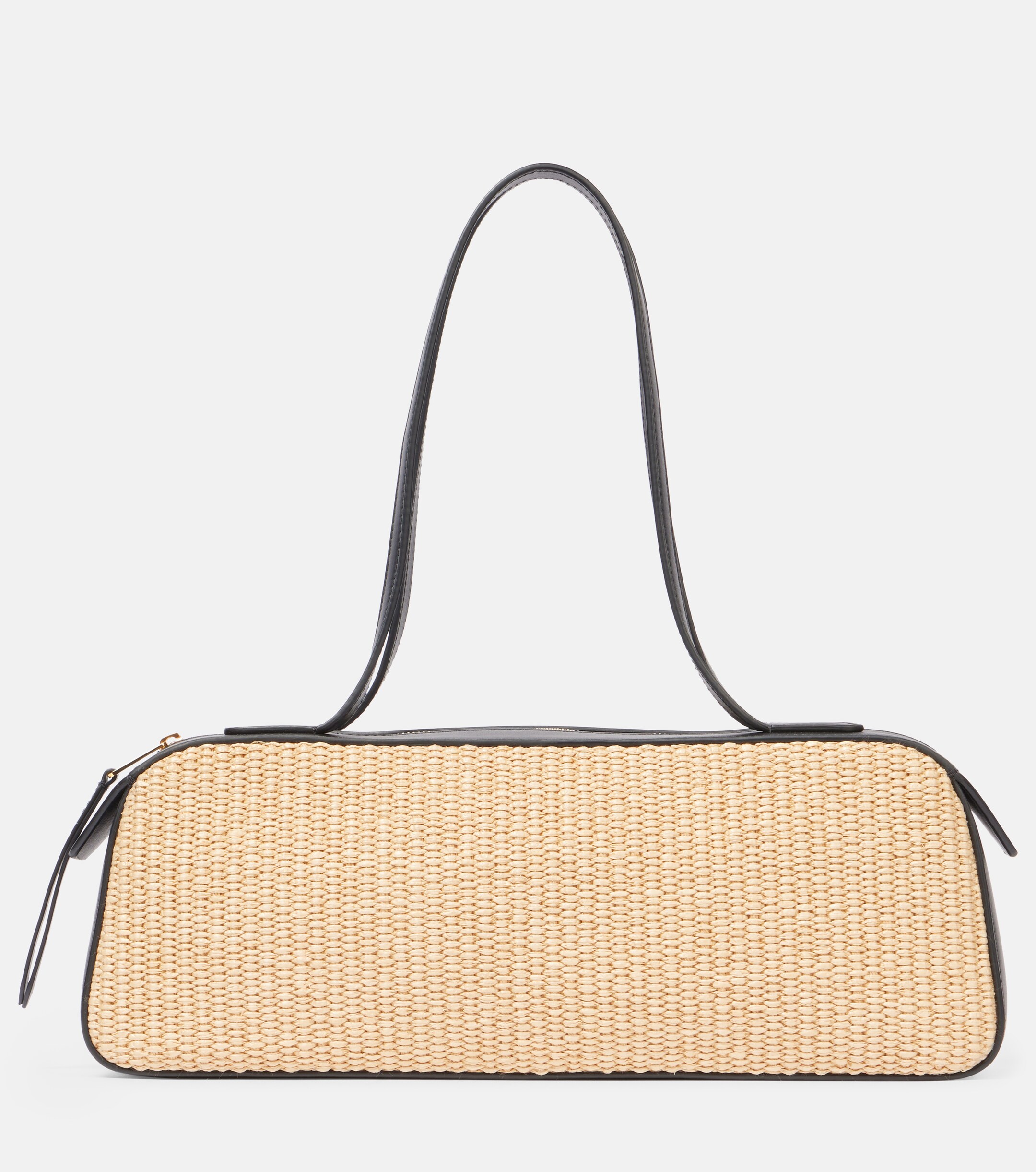 KHAITE Simona leather-trimmed raffia shoulder bag