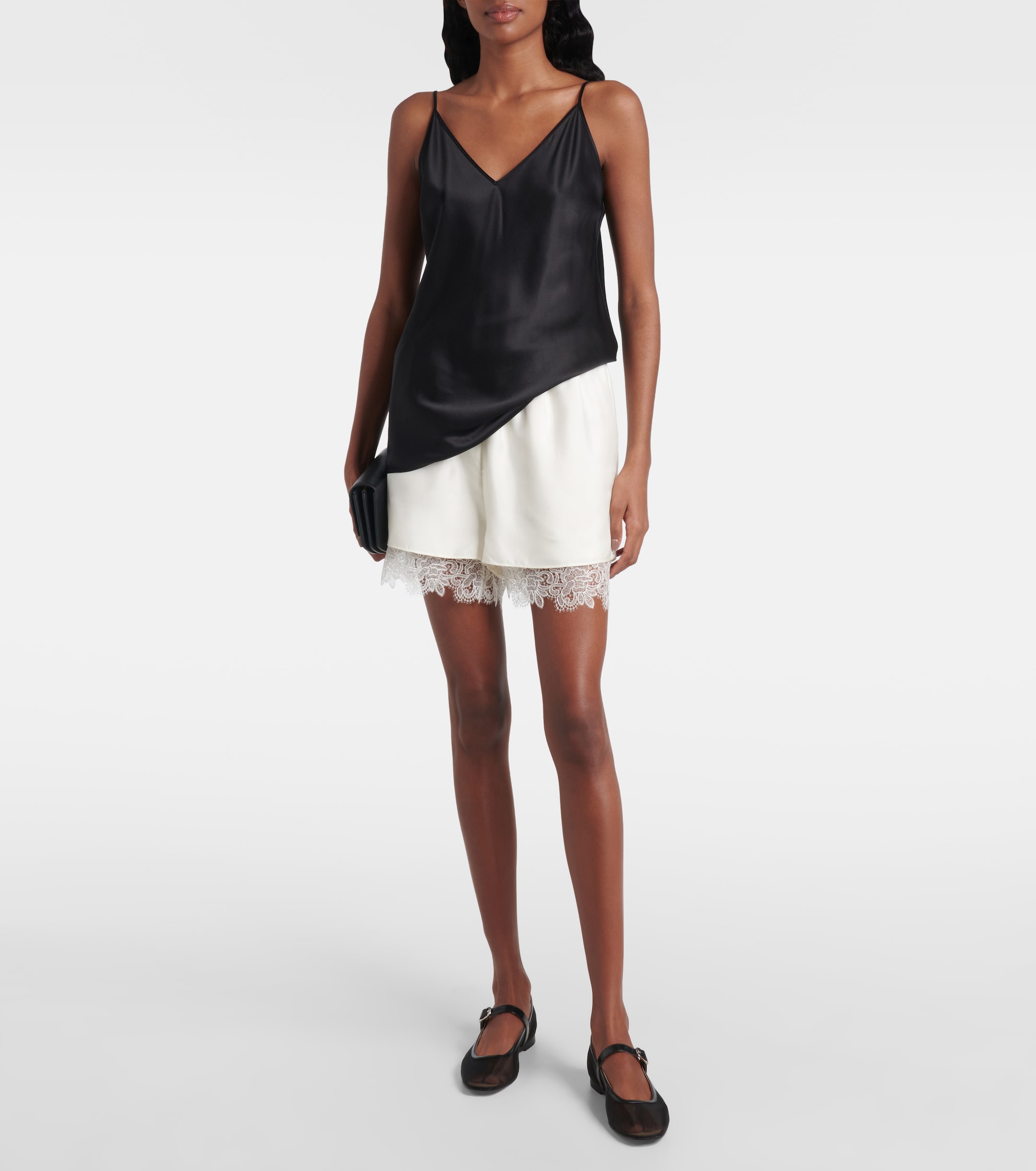 Róhe Lace-trimmed silk shorts