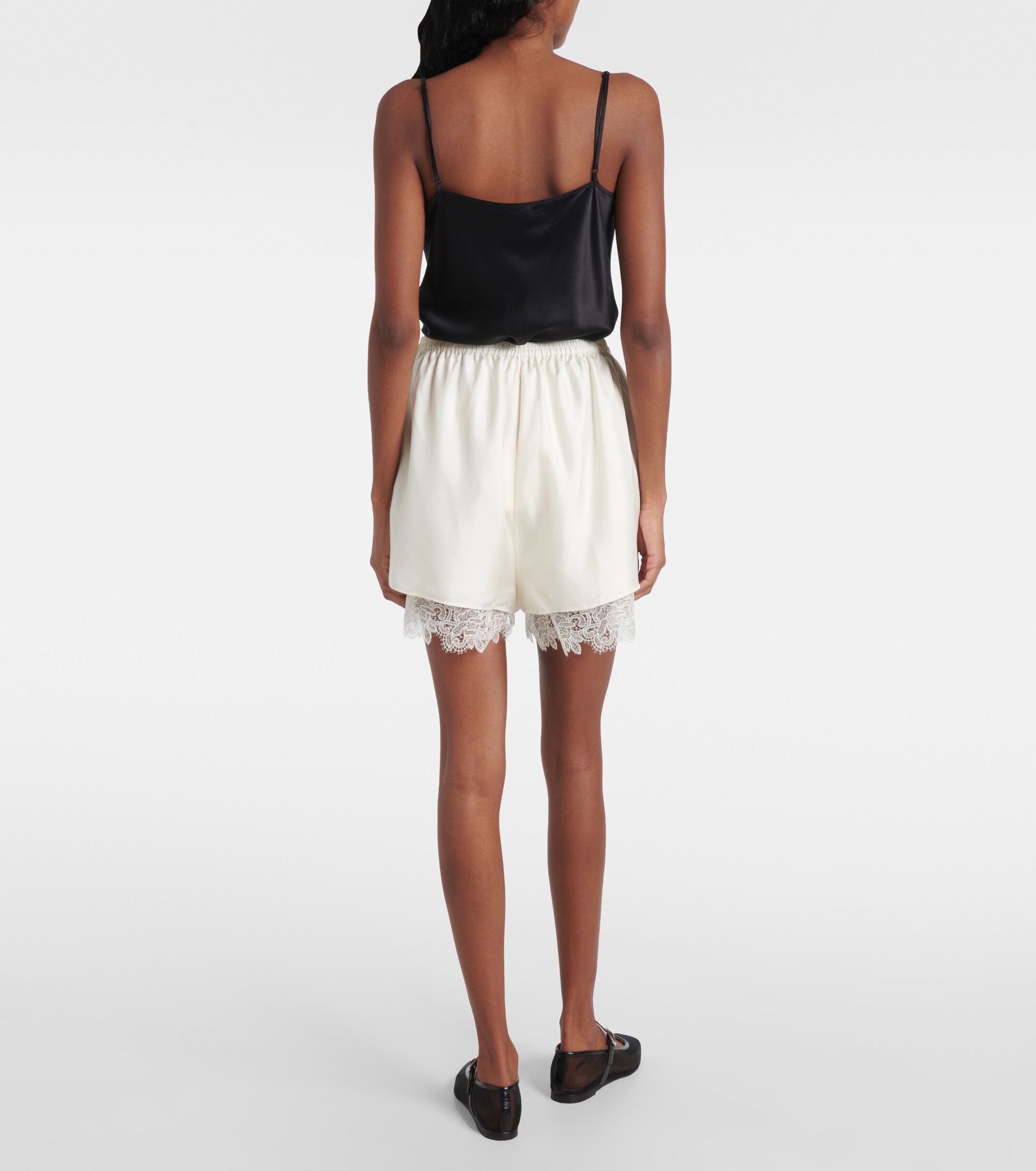 Róhe Lace-trimmed silk shorts