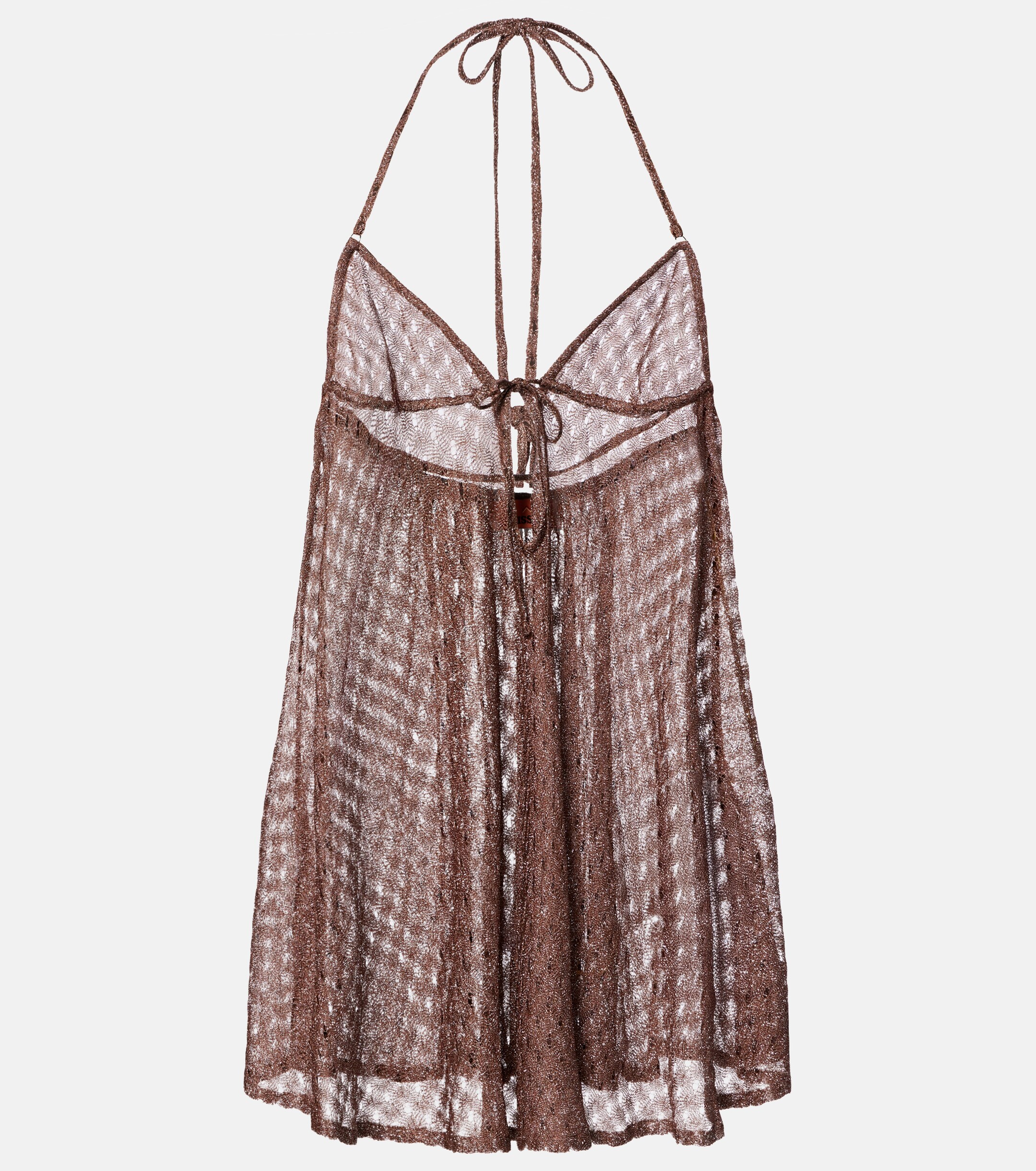 Missoni Missoni Open-knit halterneck lamé beach cover-up