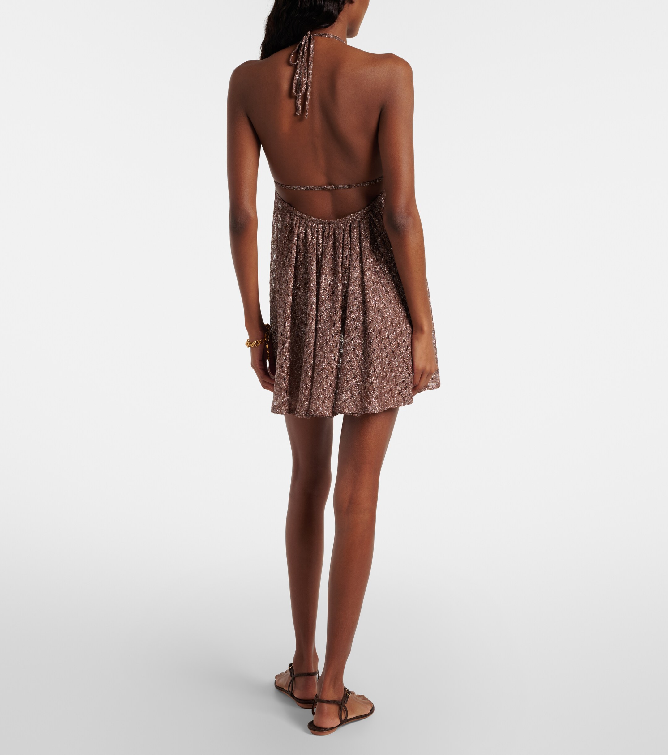 Missoni Missoni Open-knit halterneck lamé beach cover-up