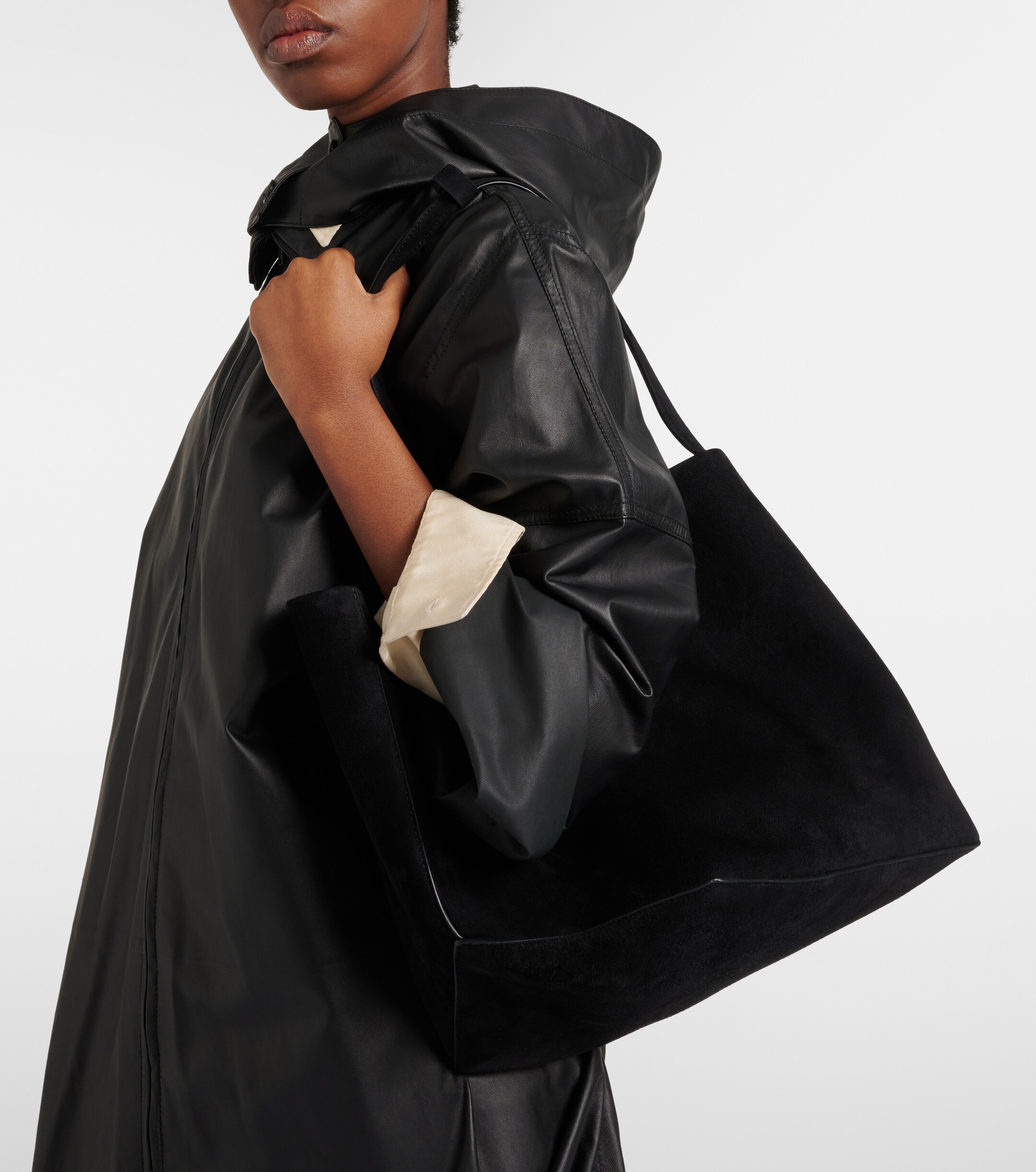 The Row Park Three Edge suede tote bag