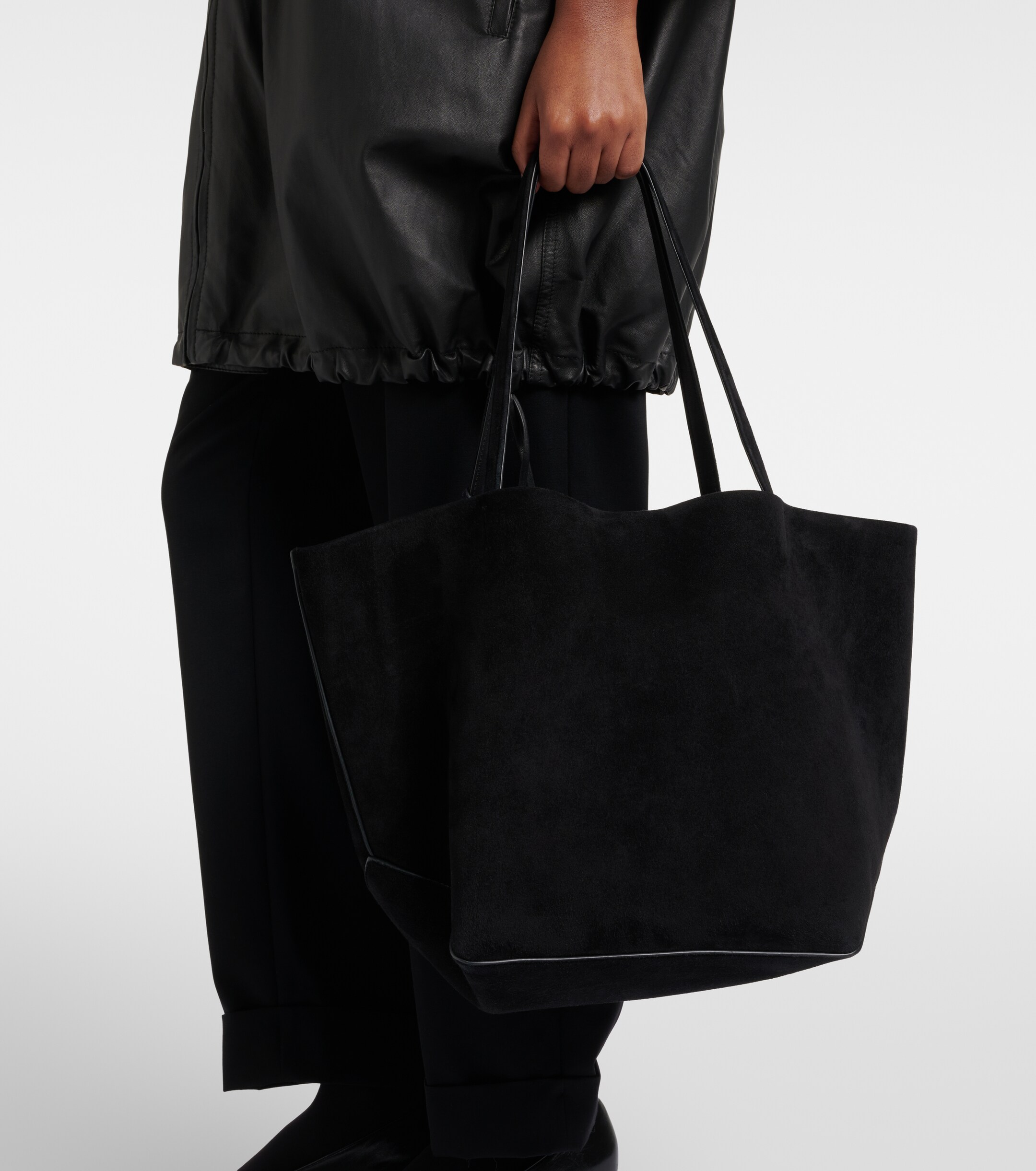 The Row Park Three Edge suede tote bag