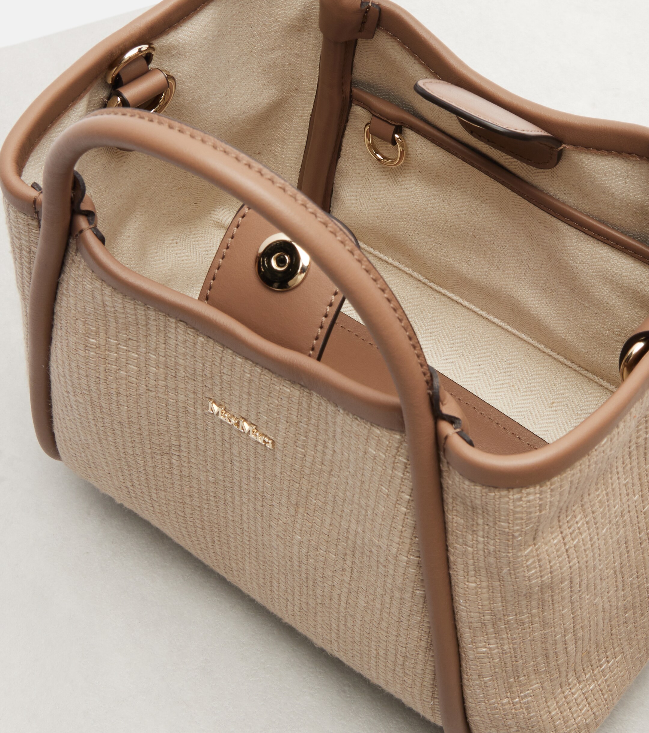 Max Mara Marin Small leather-trimmed top-handle bag