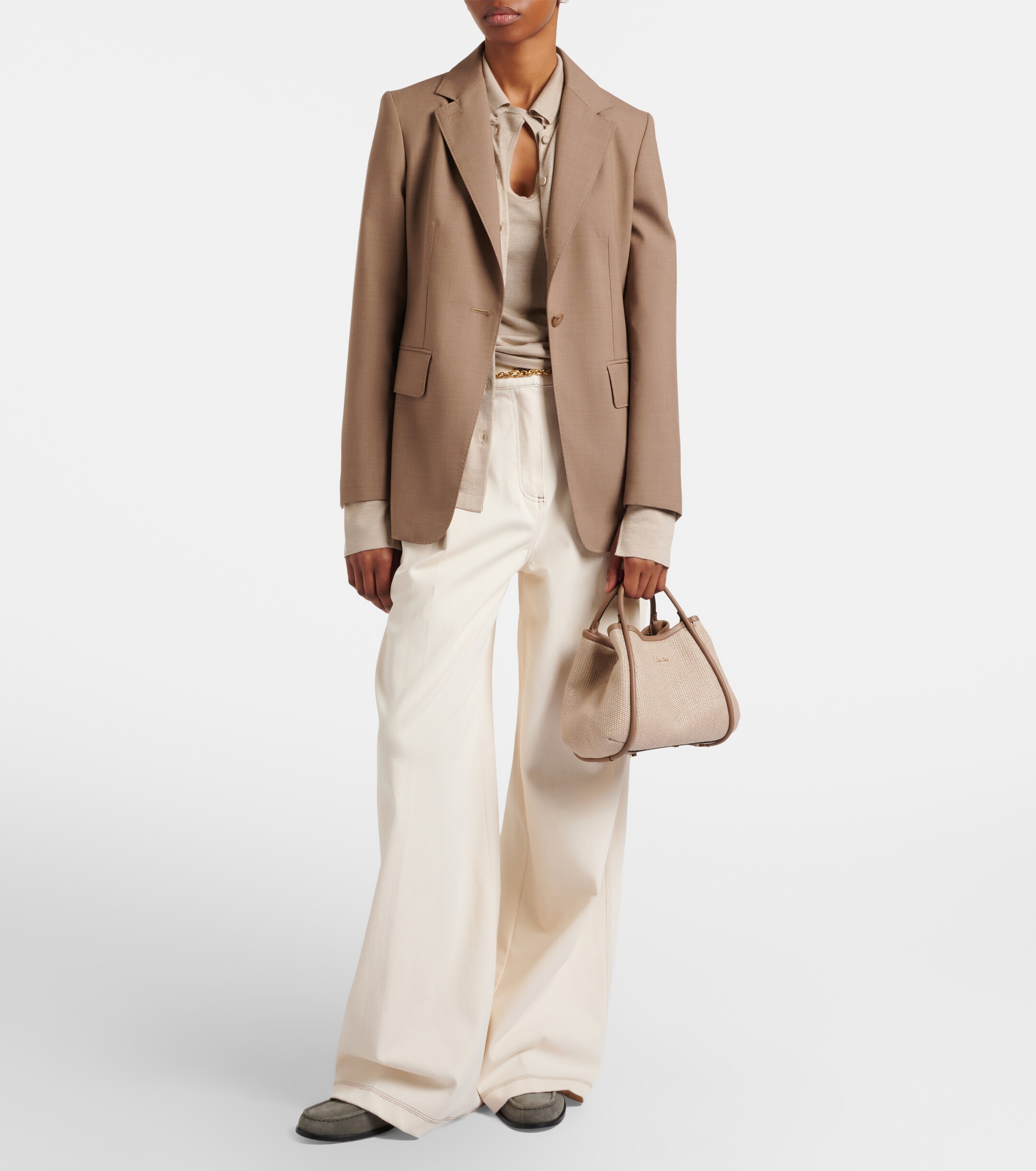 Max Mara Marin Small leather-trimmed top-handle bag