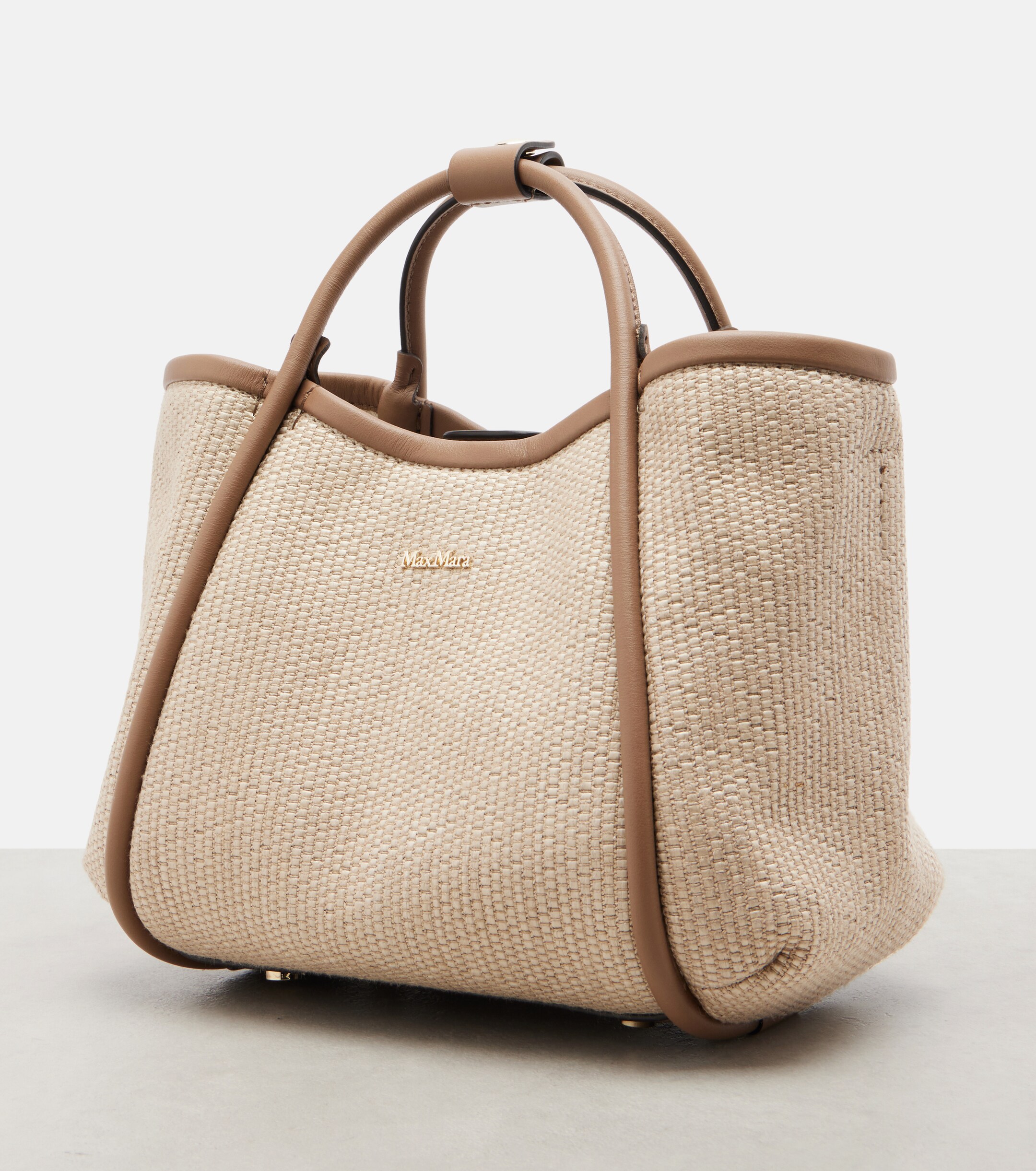 Max Mara Marin Small leather-trimmed top-handle bag