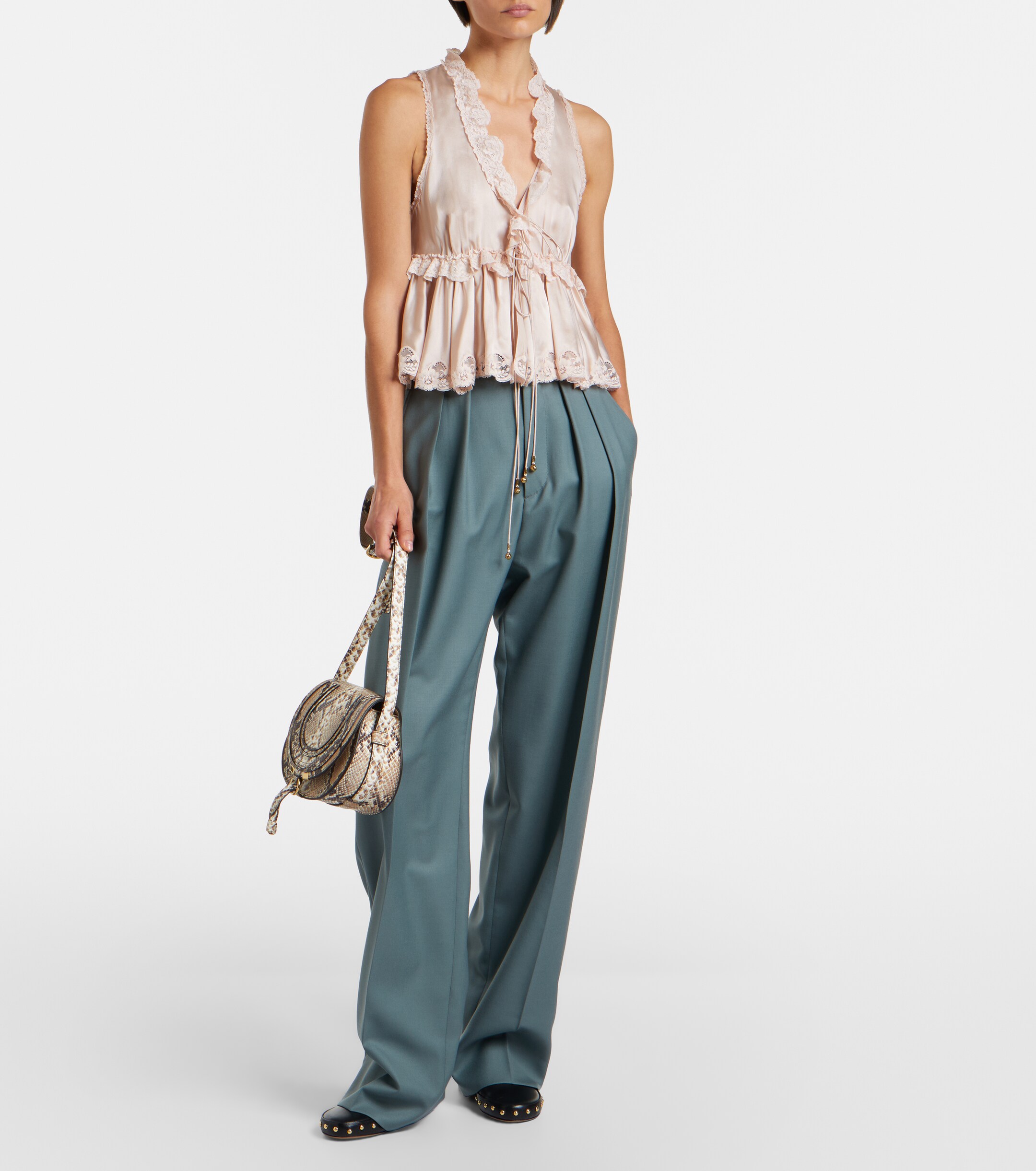 Chloé Marcie Mini snake-effect leather crossbody bag