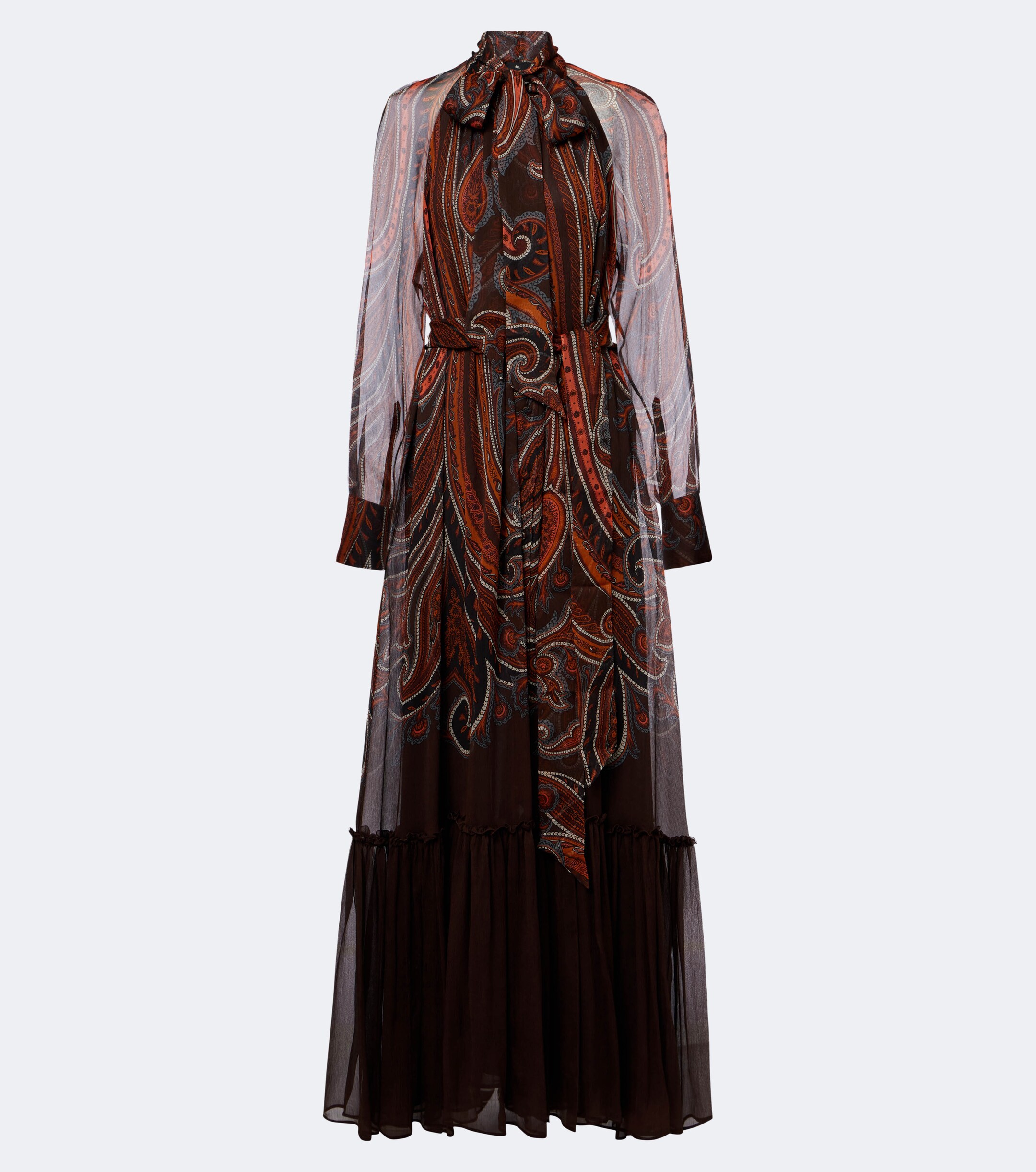 Etro Etro Paisley tie-neck silk maxi dress