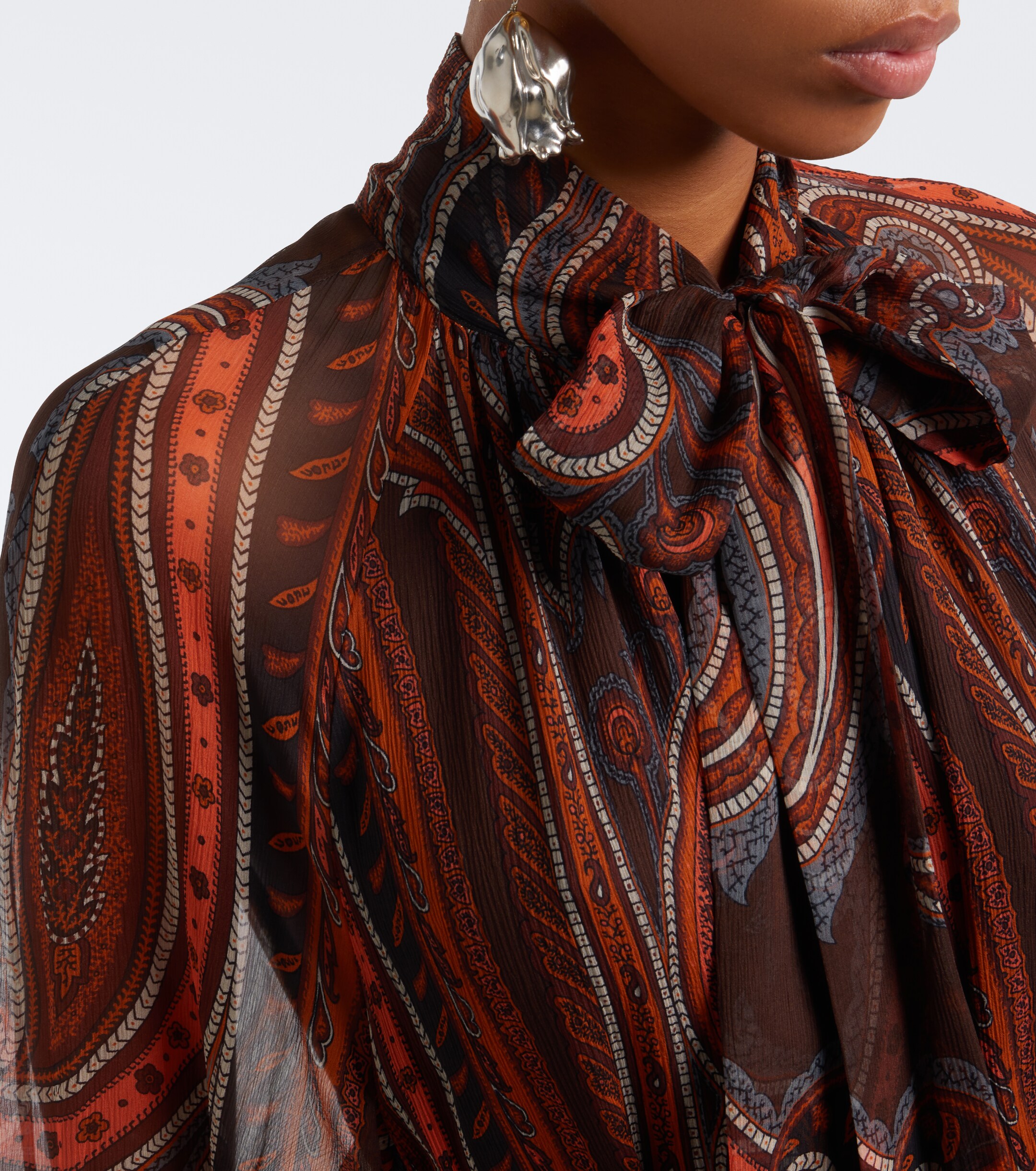 Etro Etro Paisley tie-neck silk maxi dress