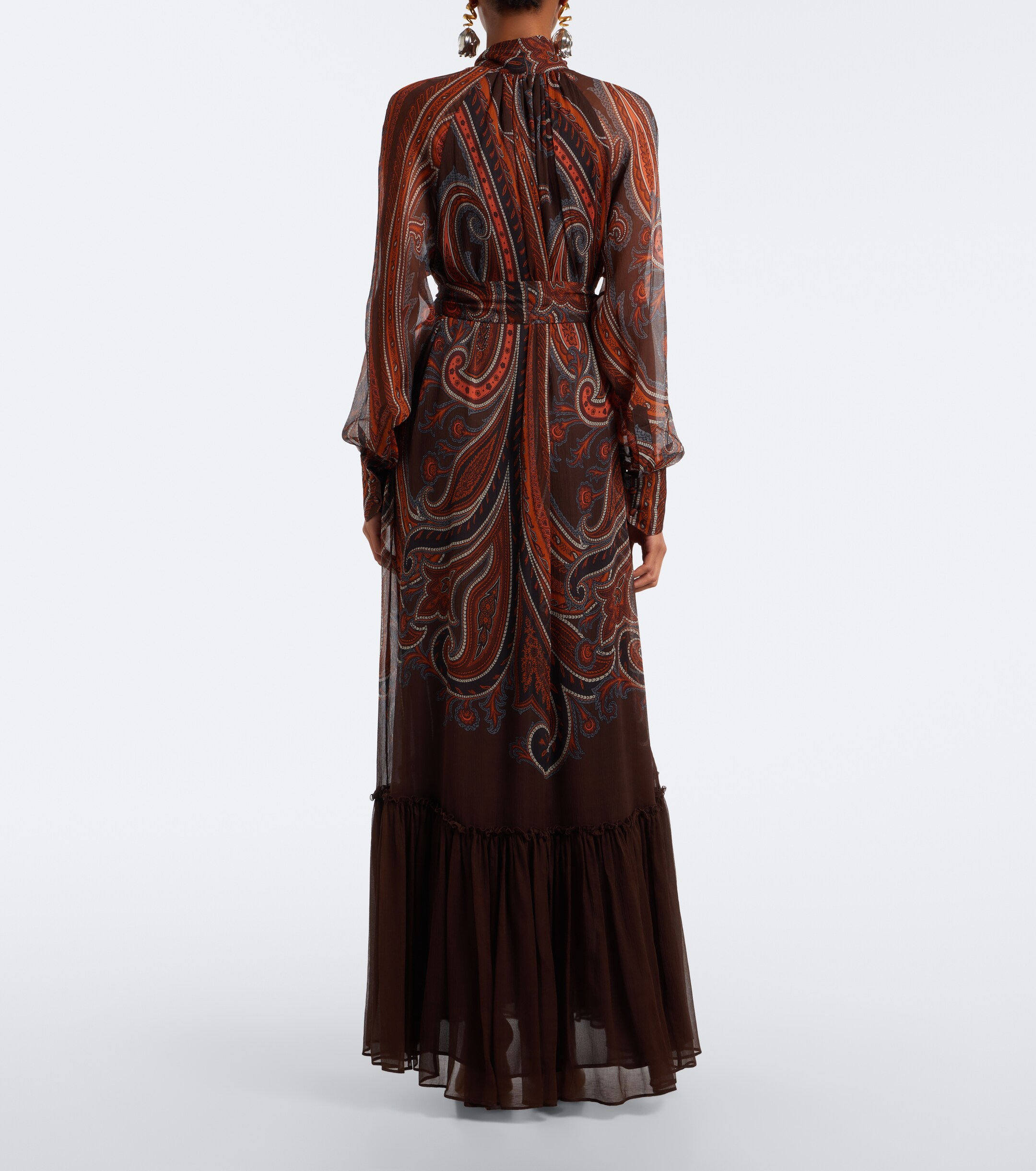 Etro Etro Paisley tie-neck silk maxi dress