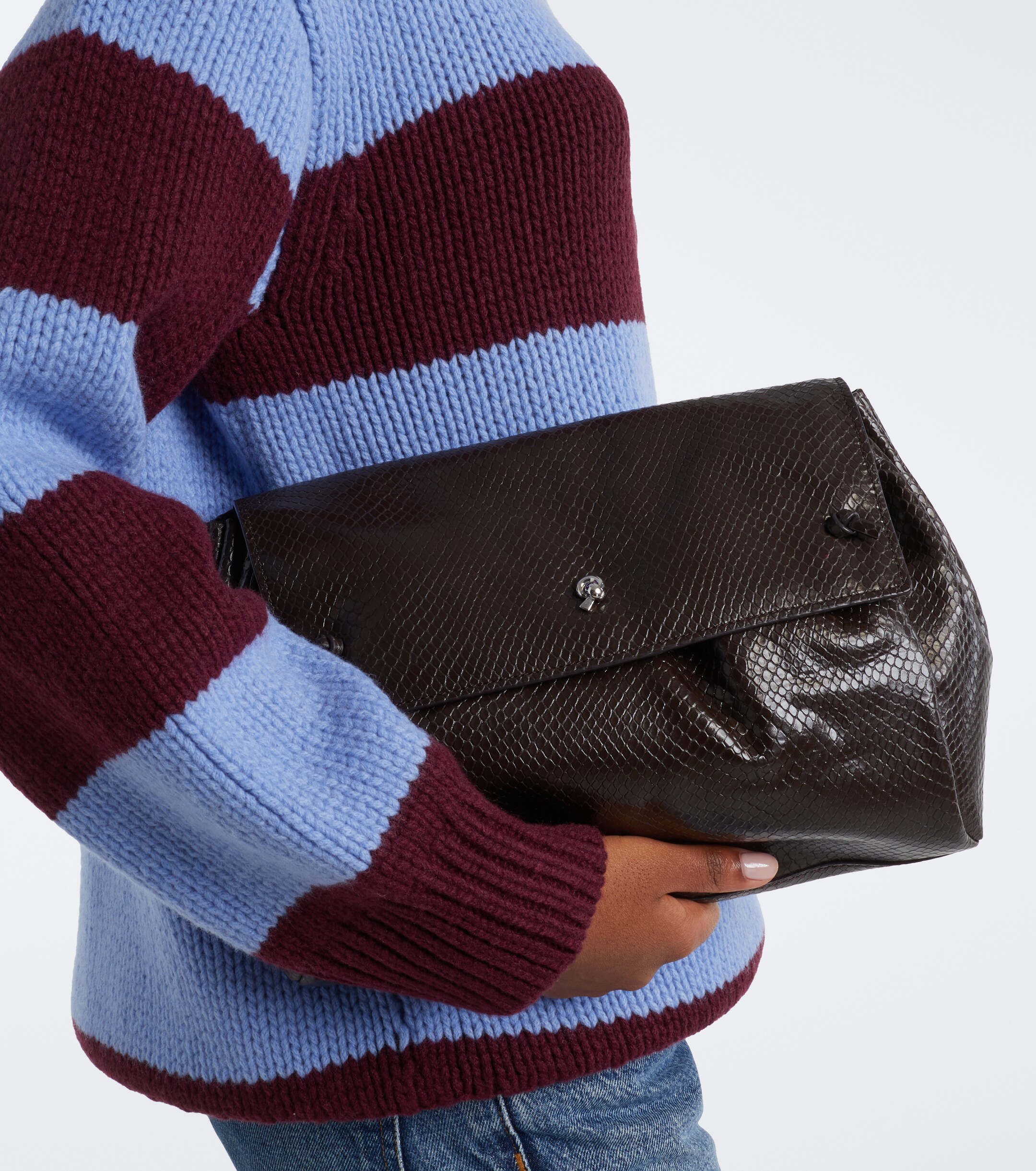 Staud Staud Cy snake-effect leather clutch