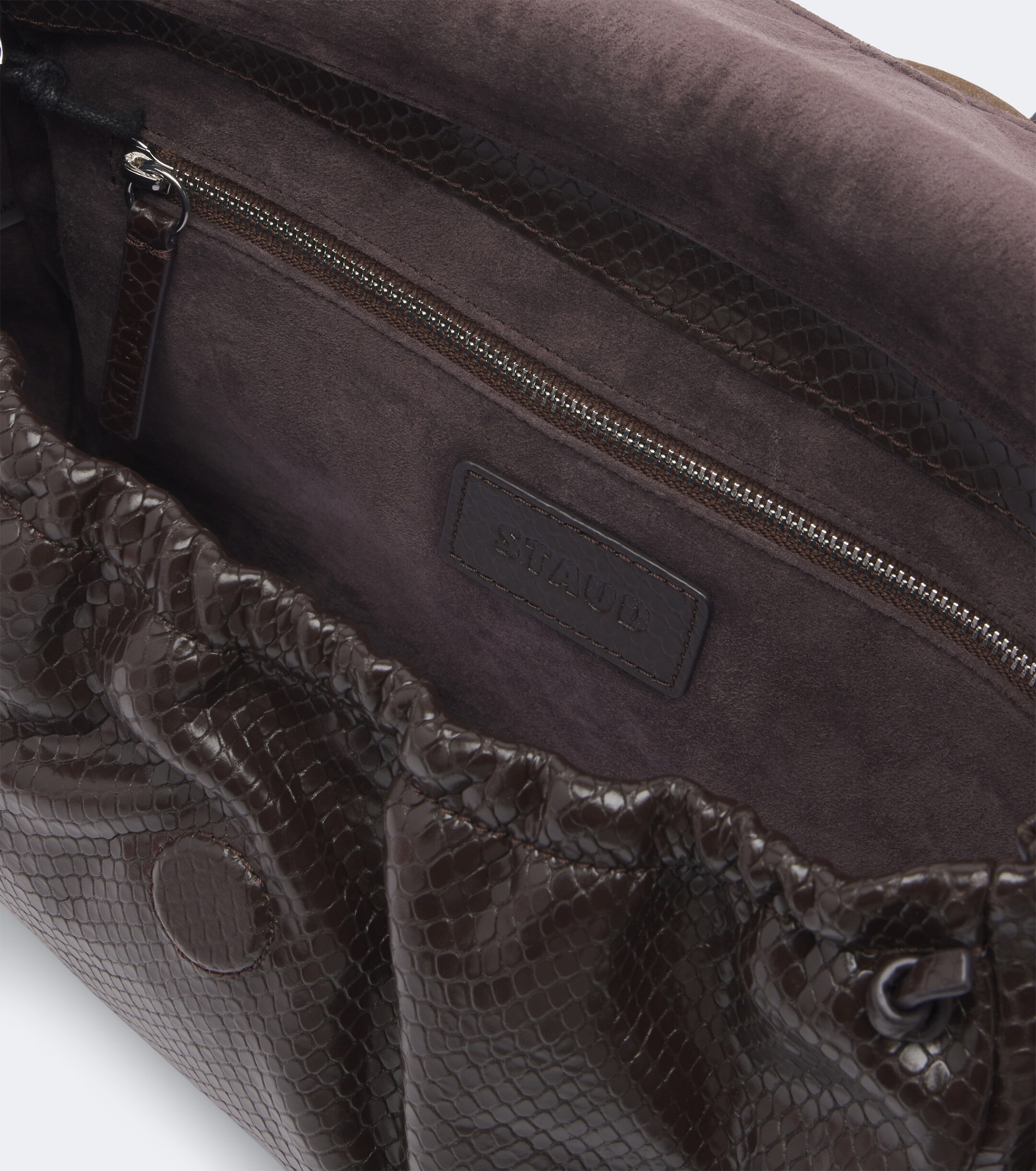 Staud Staud Cy snake-effect leather clutch