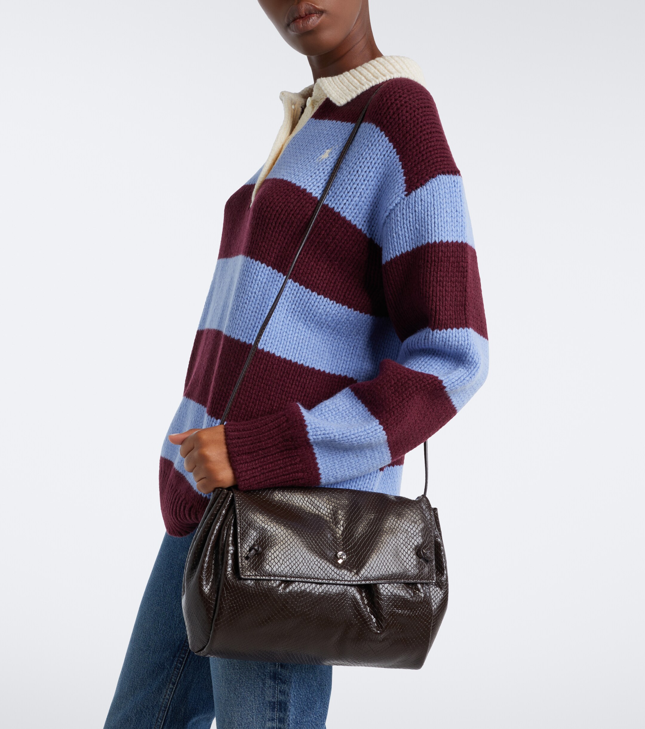 Staud Staud Cy snake-effect leather clutch