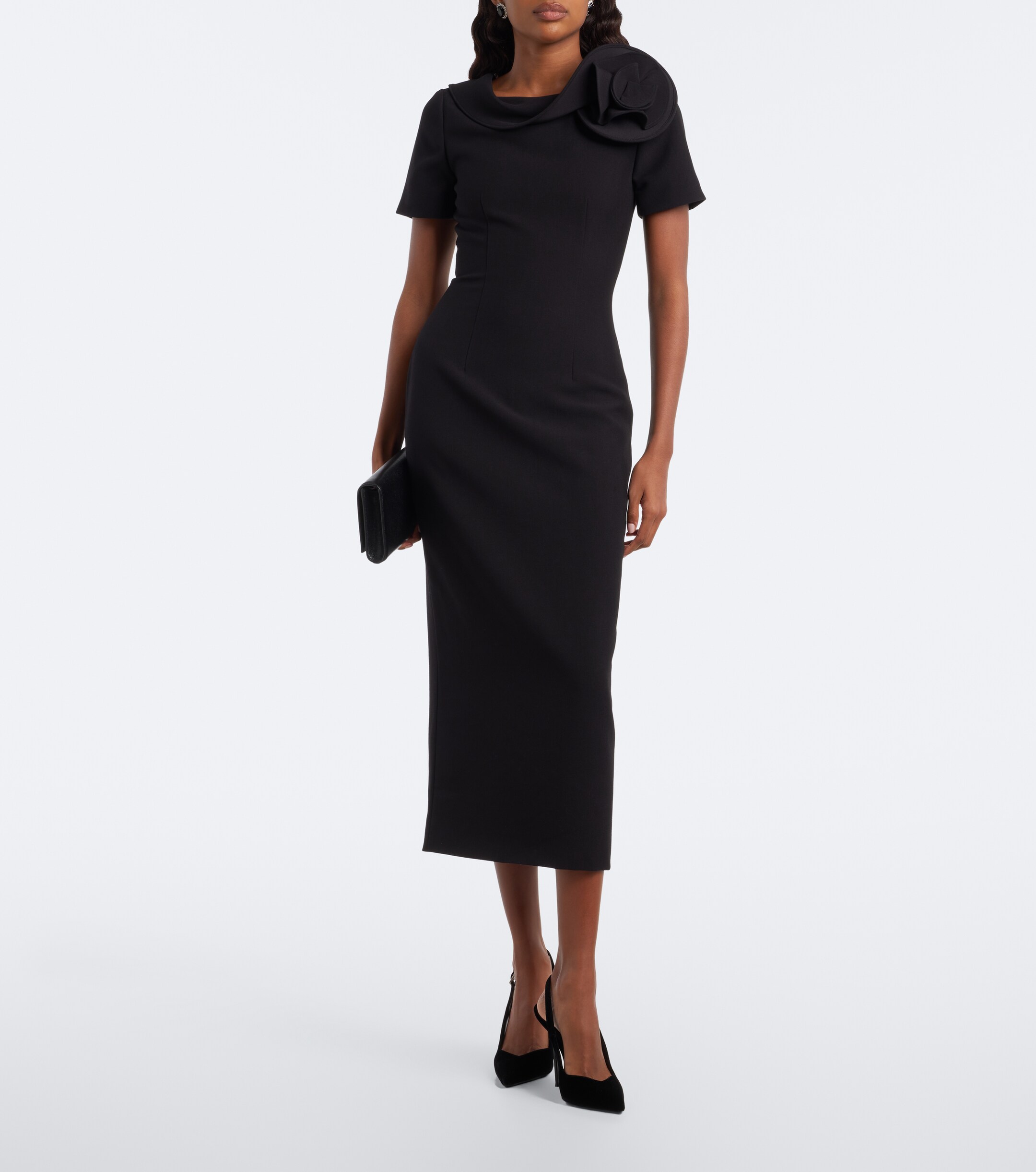 Roland Mouret Roland Mouret Floral-appliqué crêpe midi dress