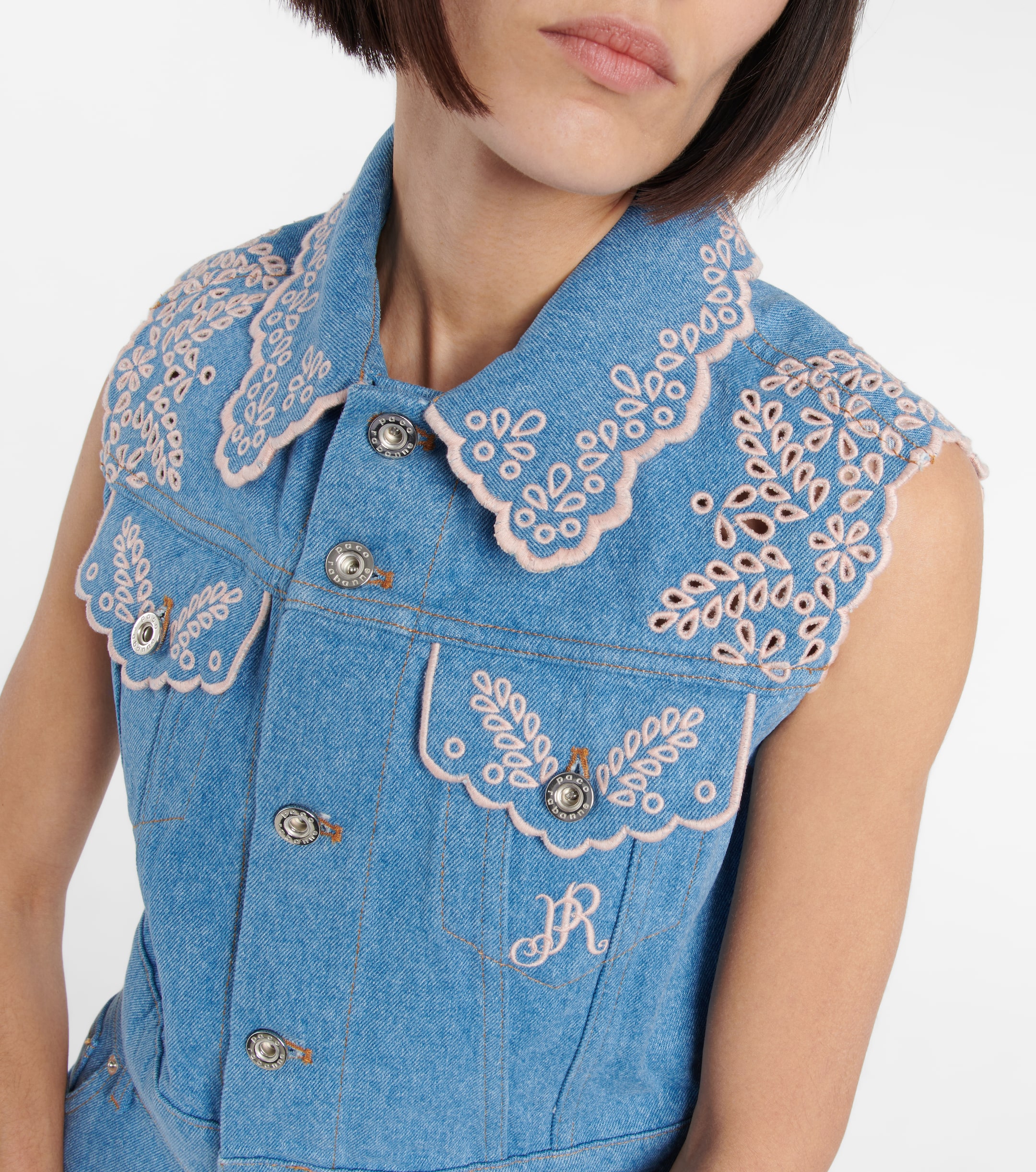 Rabanne Embroidered denim vest