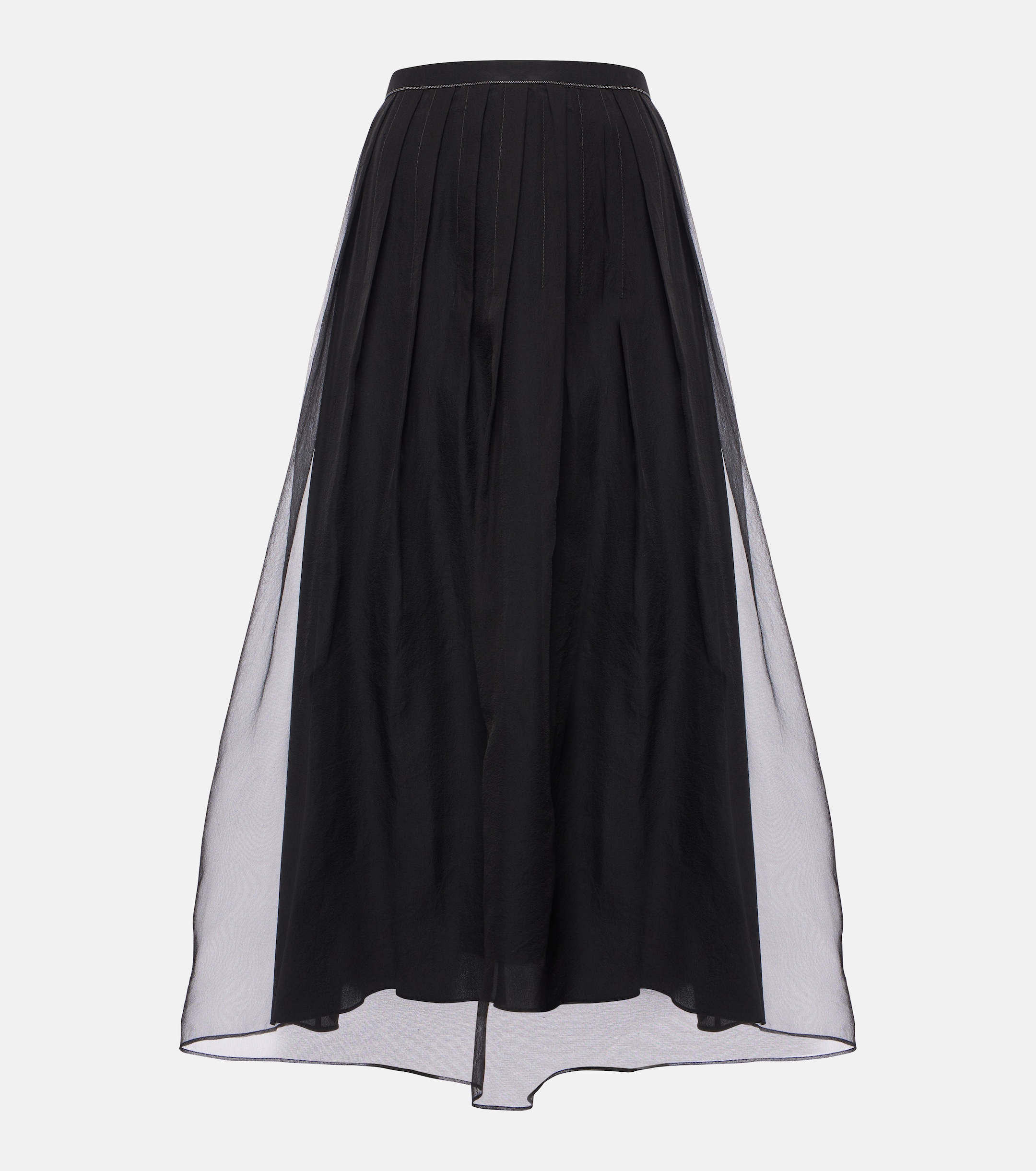 Brunello Cucinelli Pleated silk organza midi skirt thumbnail