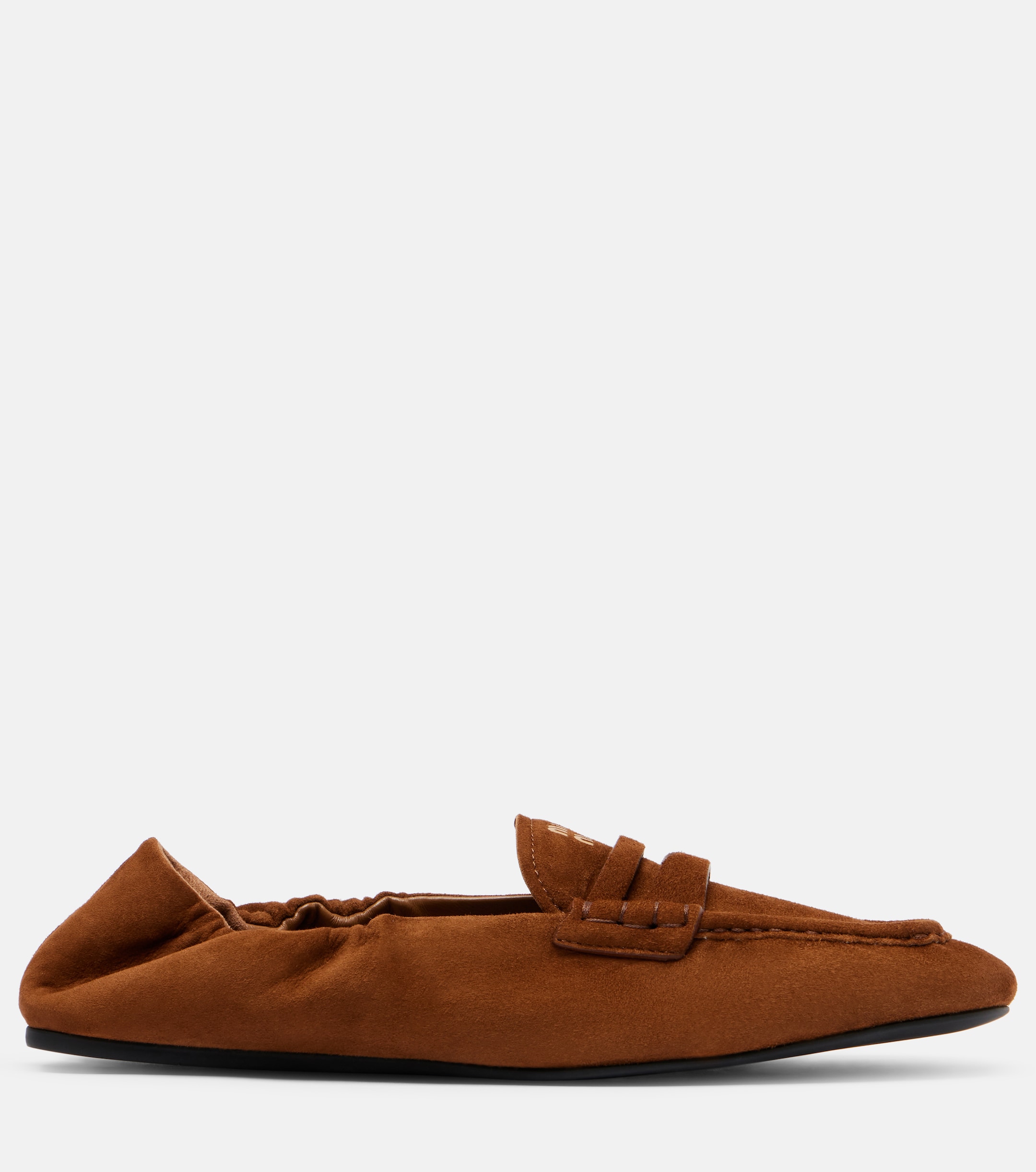 Miu Miu Ruches logo suede loafers