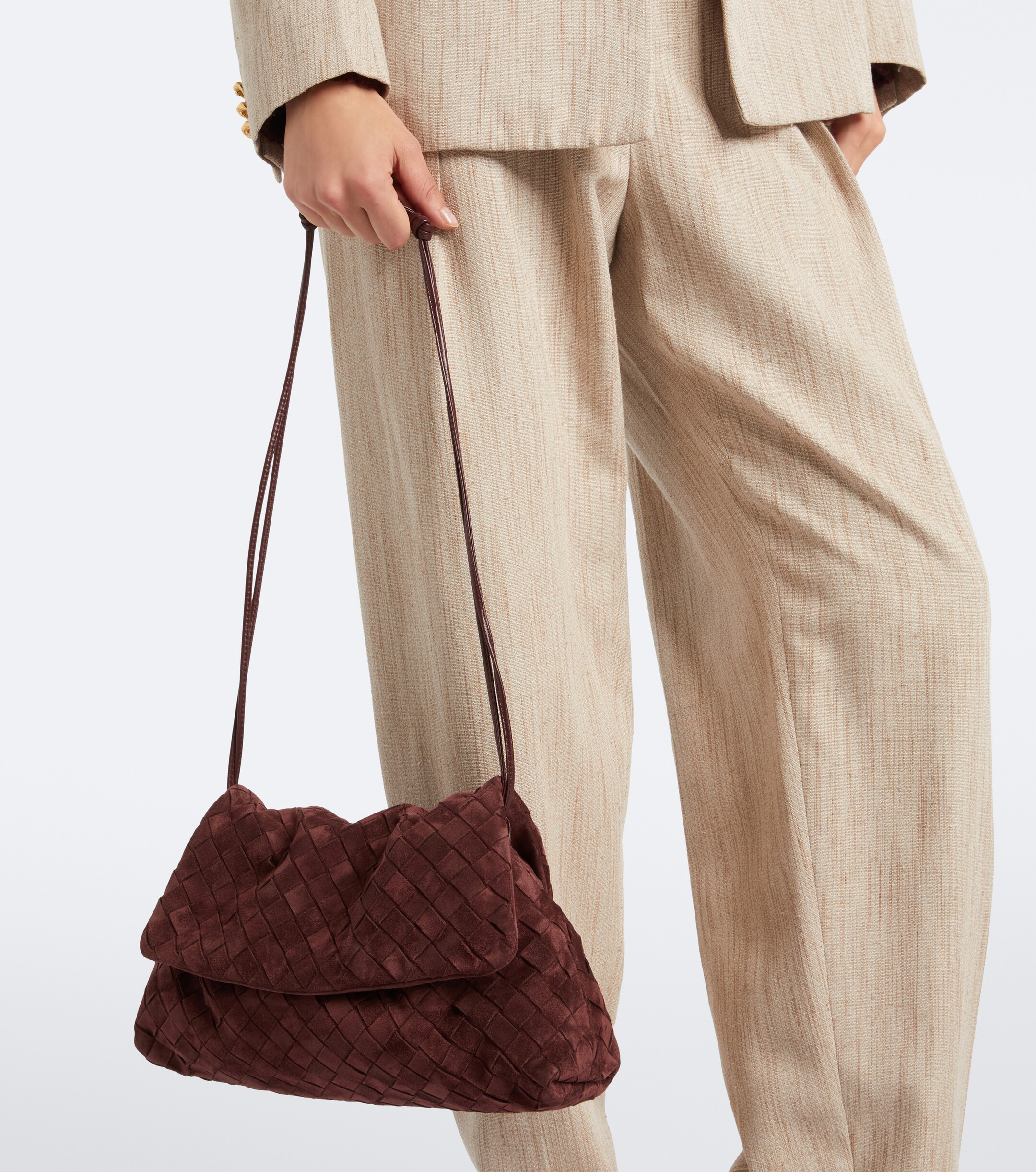 Bottega Veneta Giorno Intrecciato suede shoulder bag