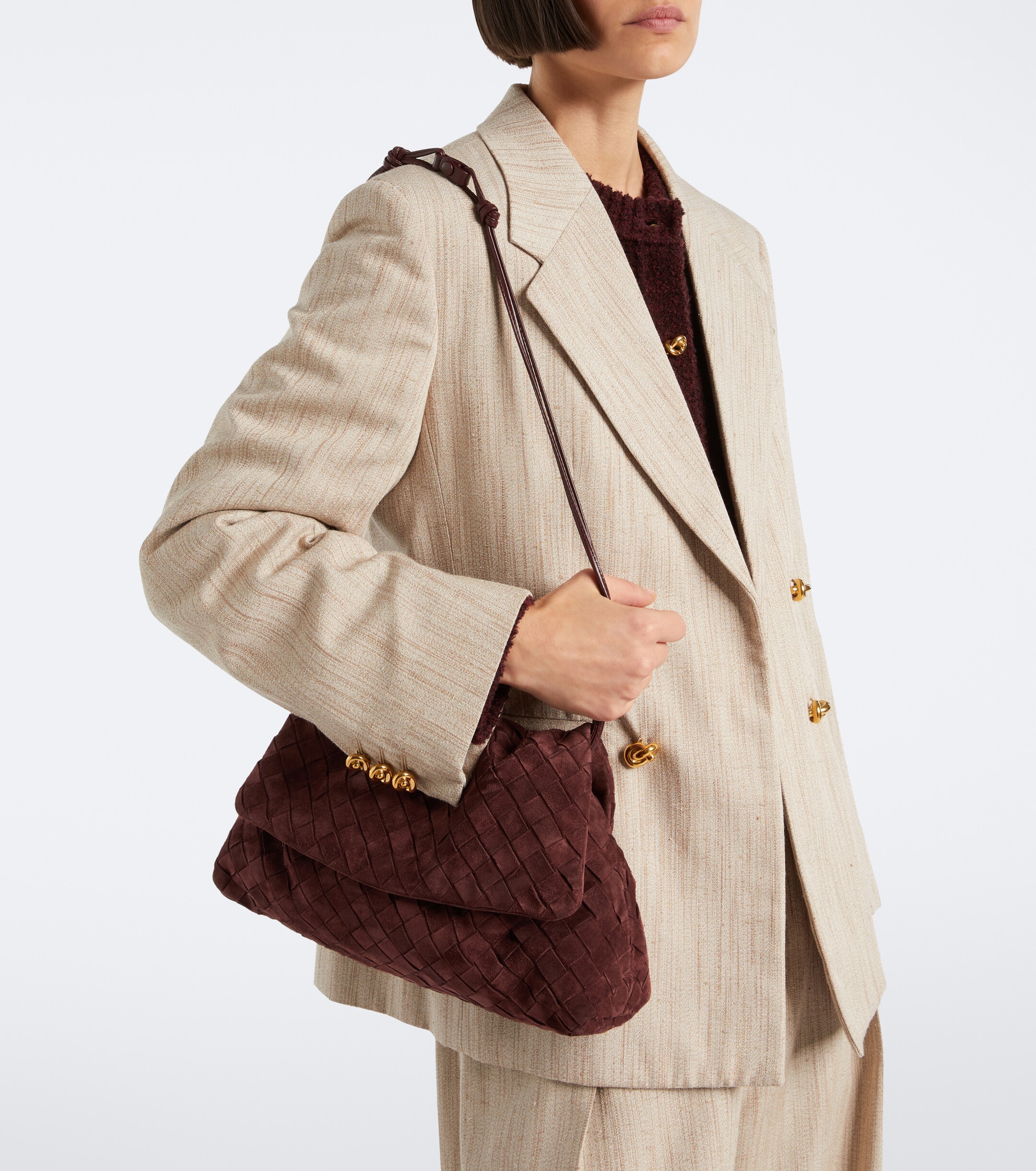 Bottega Veneta Giorno Intrecciato suede shoulder bag