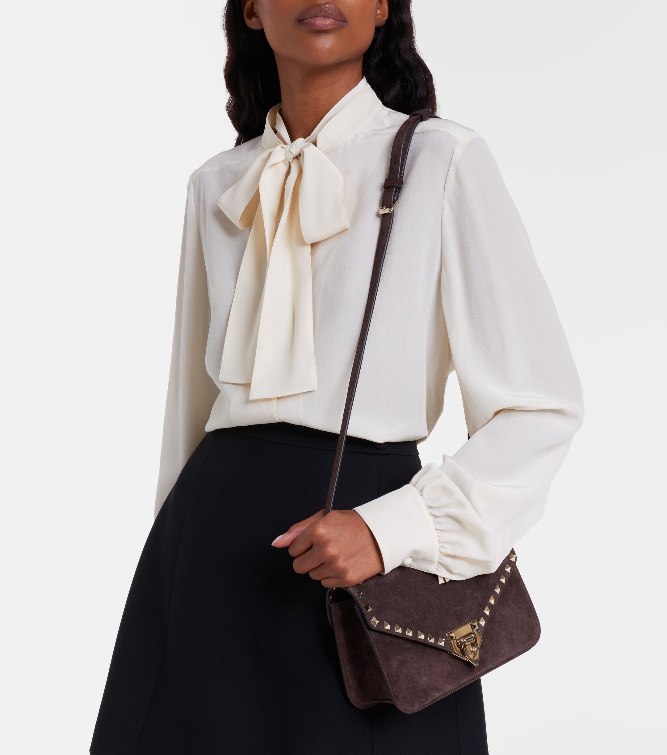 Valentino Garavani Rockstud Small suede crossbody bag thumbnail