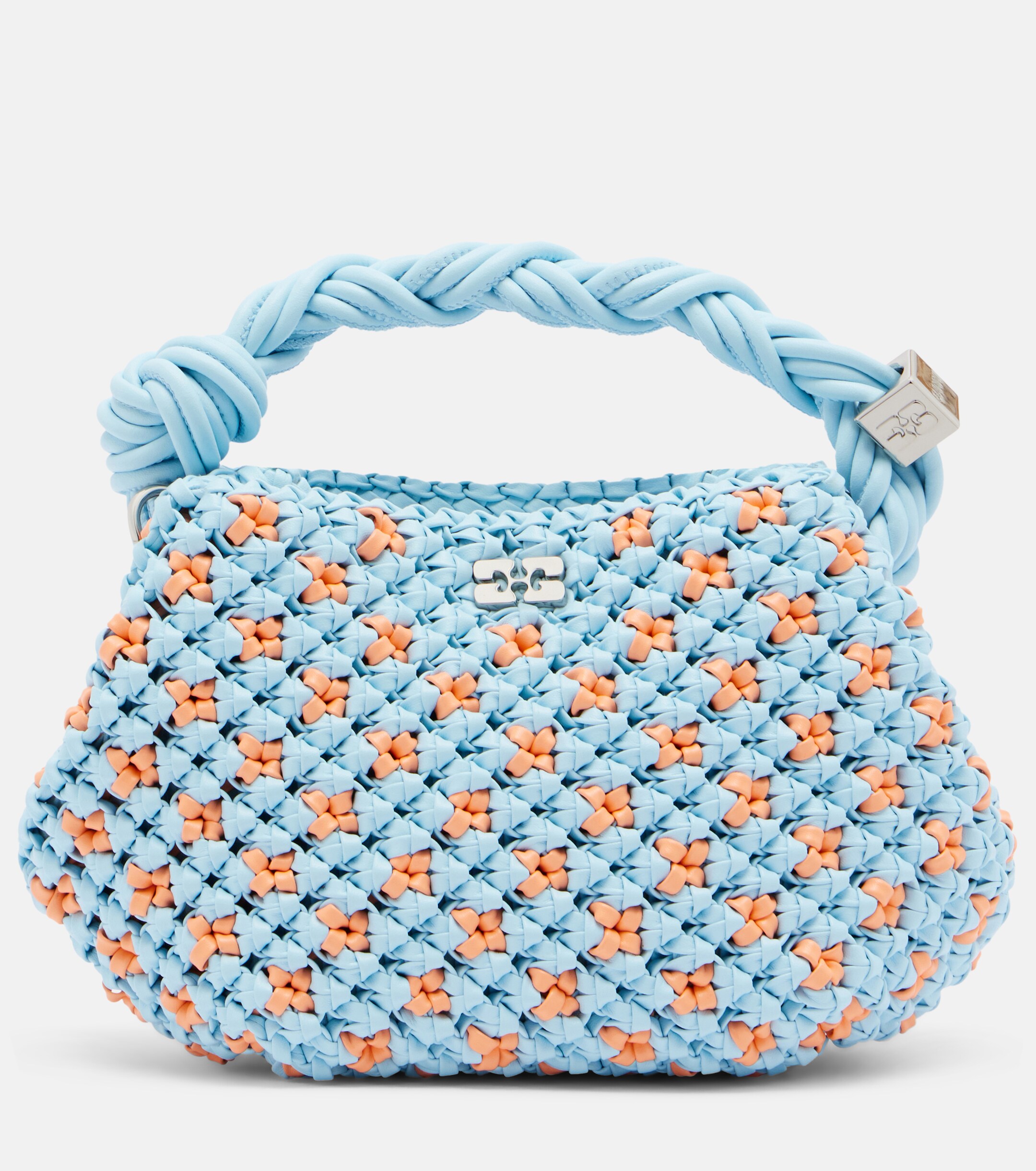 GANNI Bou Mini woven top-handle bag