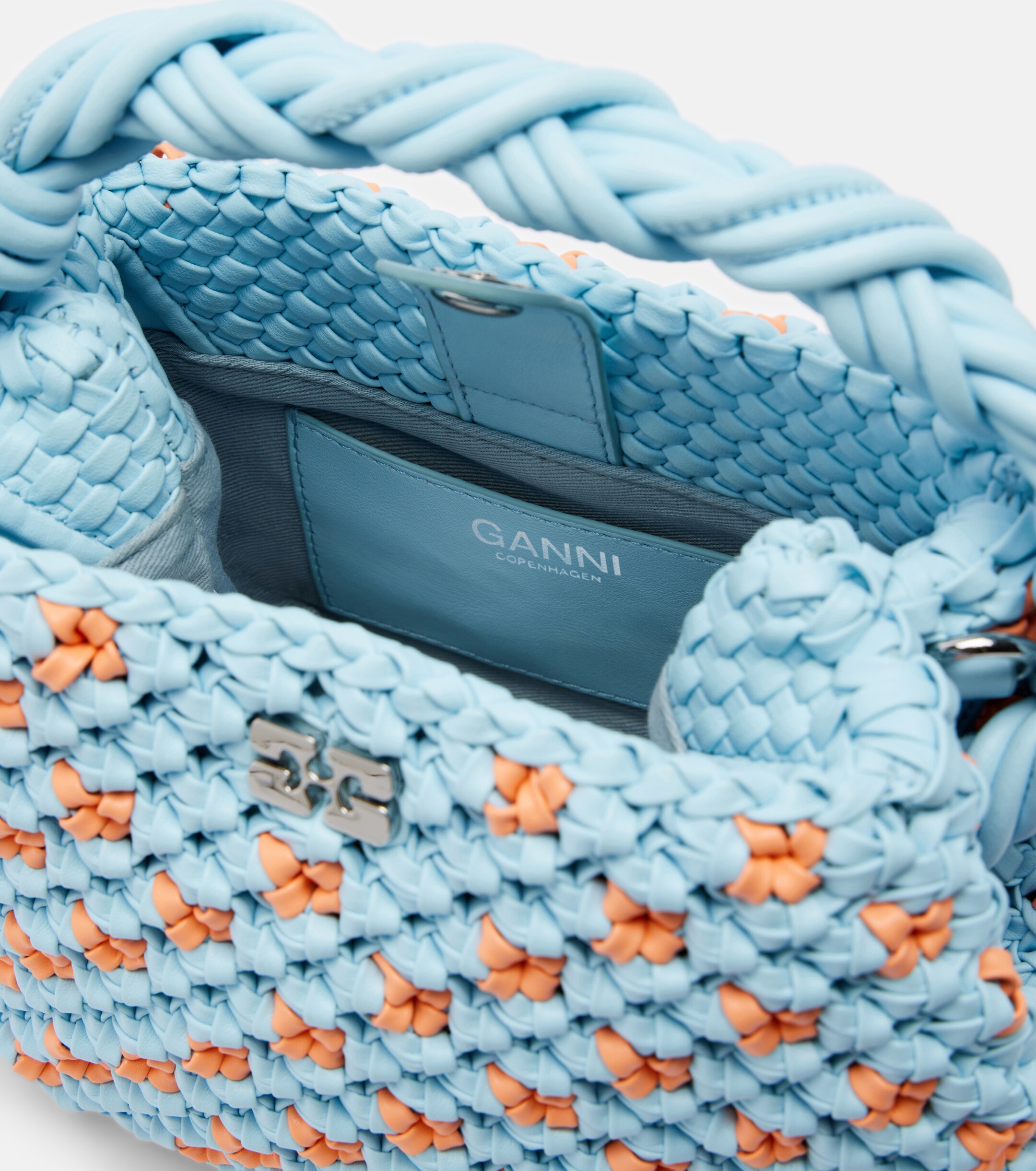 GANNI Bou Mini woven top-handle bag