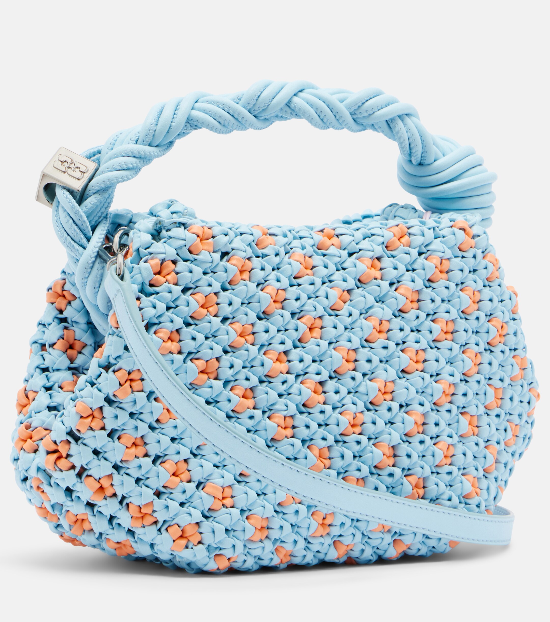 GANNI Bou Mini woven top-handle bag
