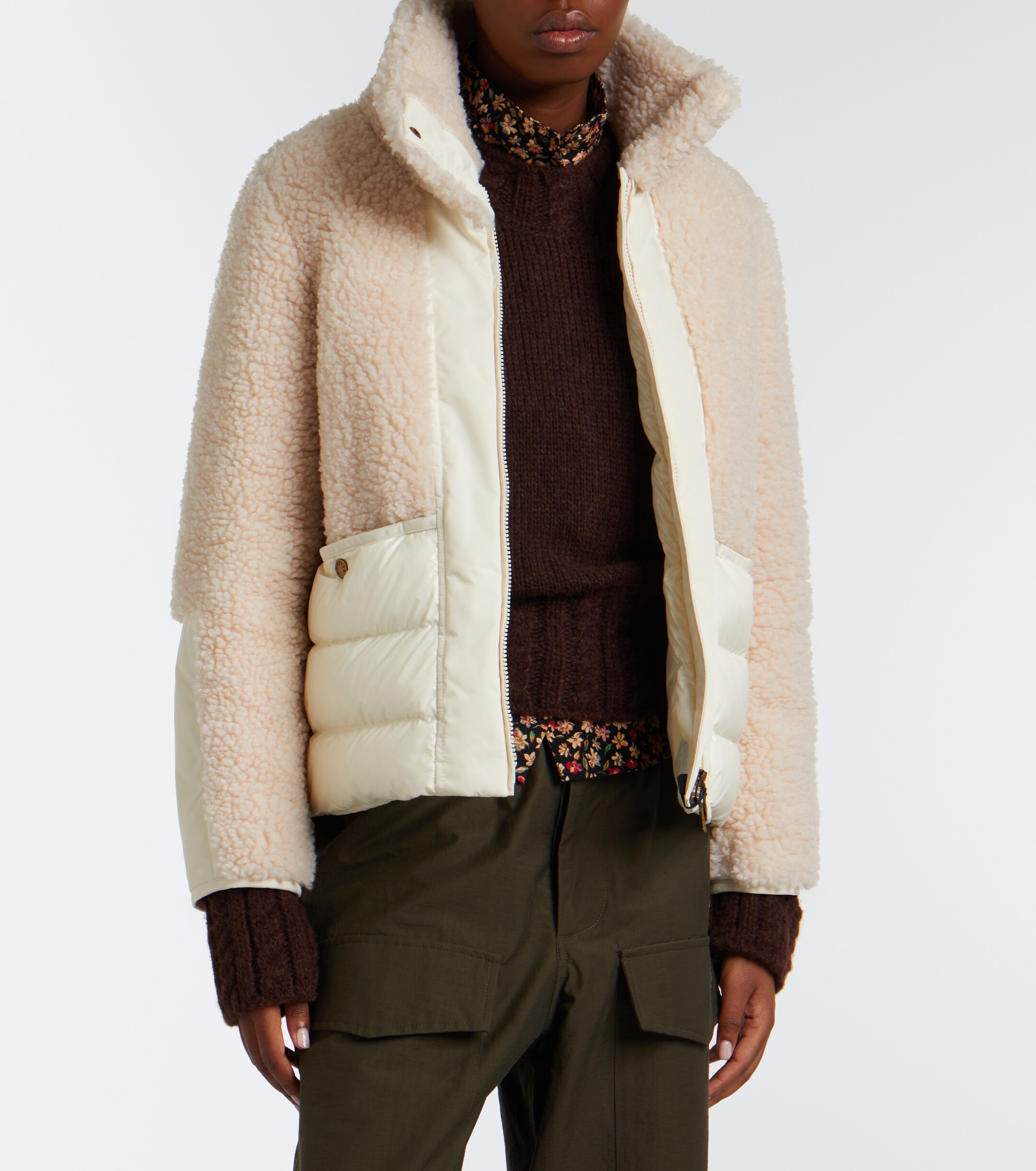 Moncler Moncler Glorieux teddy-trimmed down jacket
