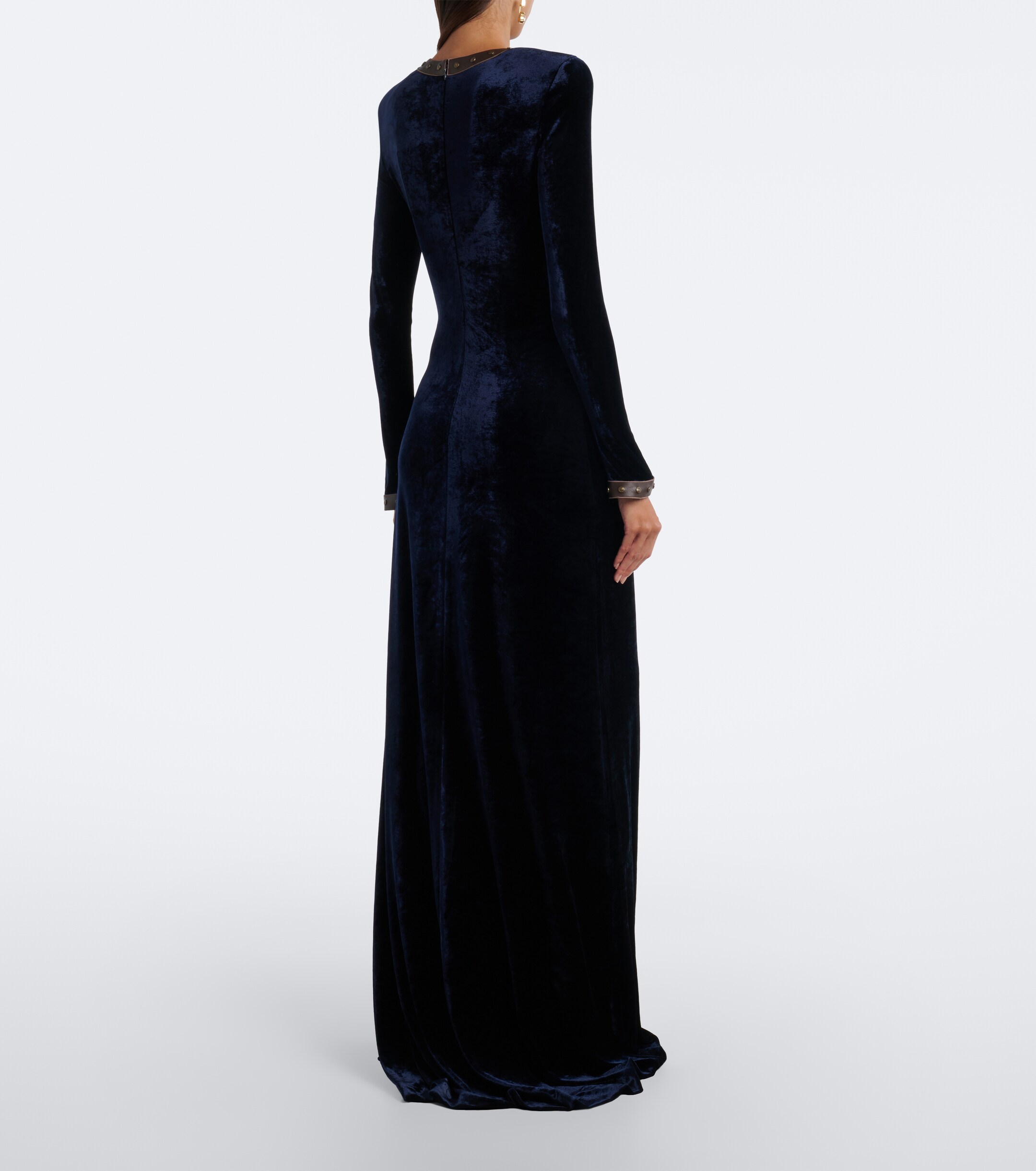 Ralph Lauren Collection Ralph Lauren Collection Nancie leather-trimmed velour gown