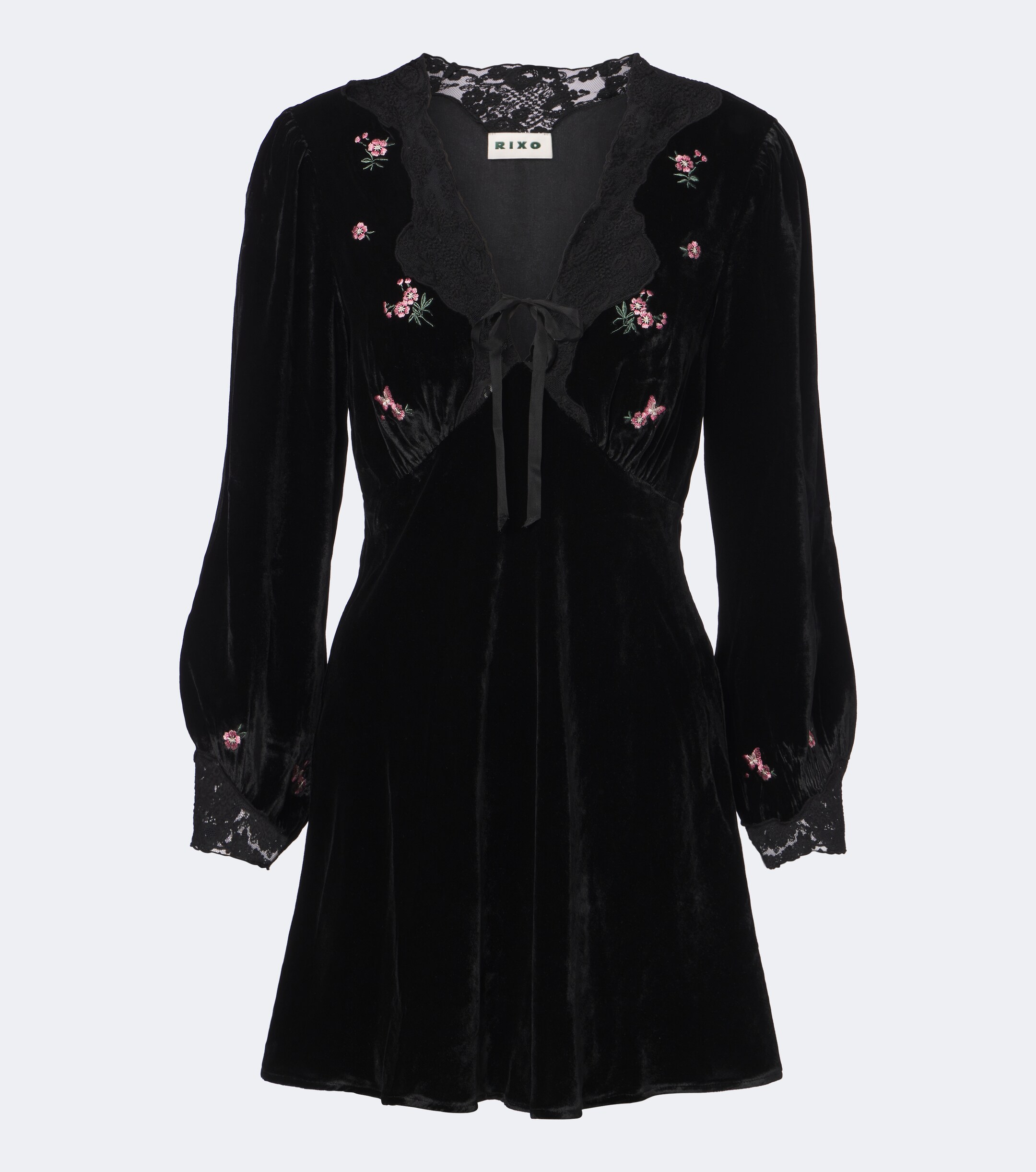 RIXO Rixo Carolina lace-trimmed velvet minidress