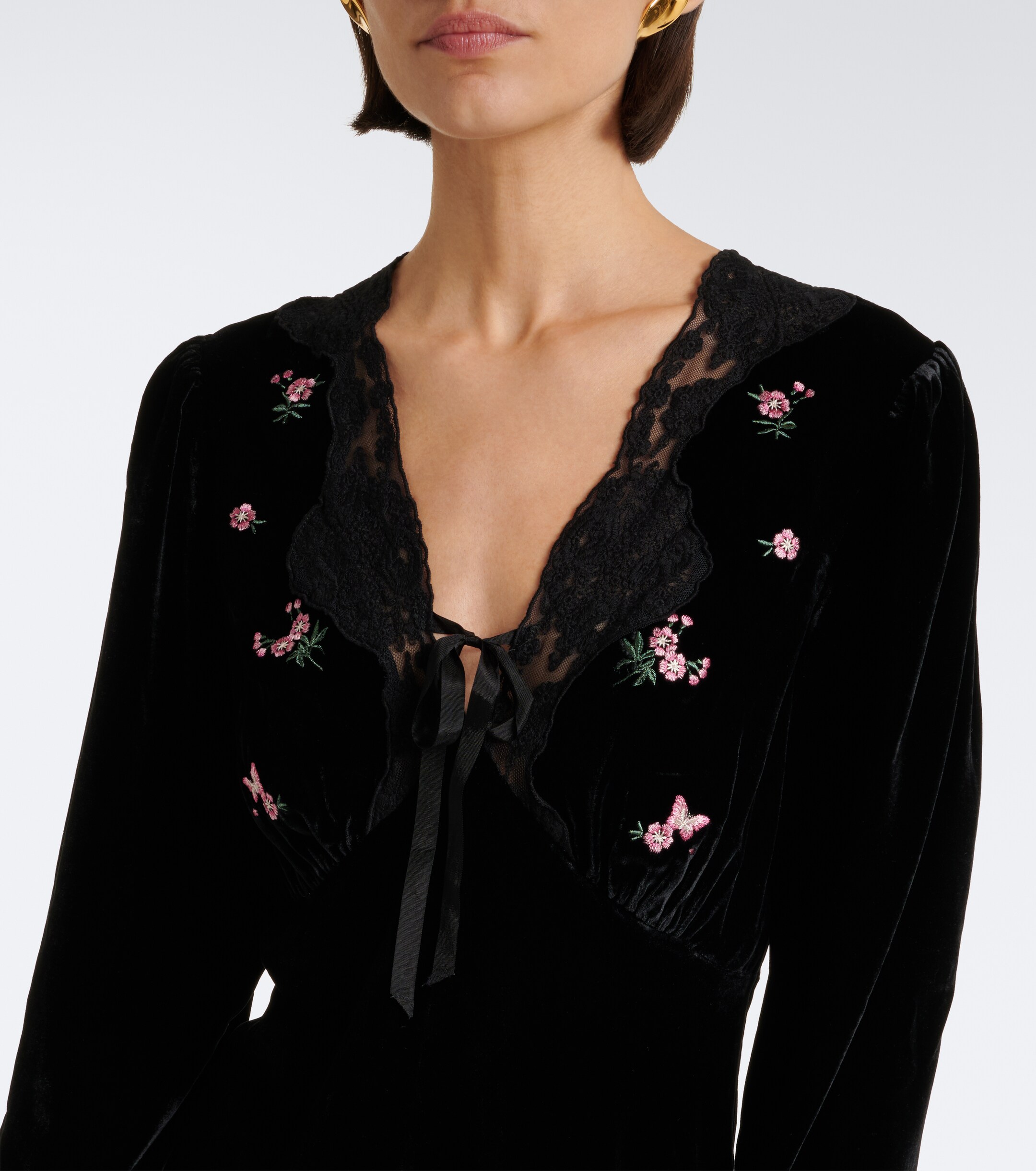 RIXO Rixo Carolina lace-trimmed velvet minidress