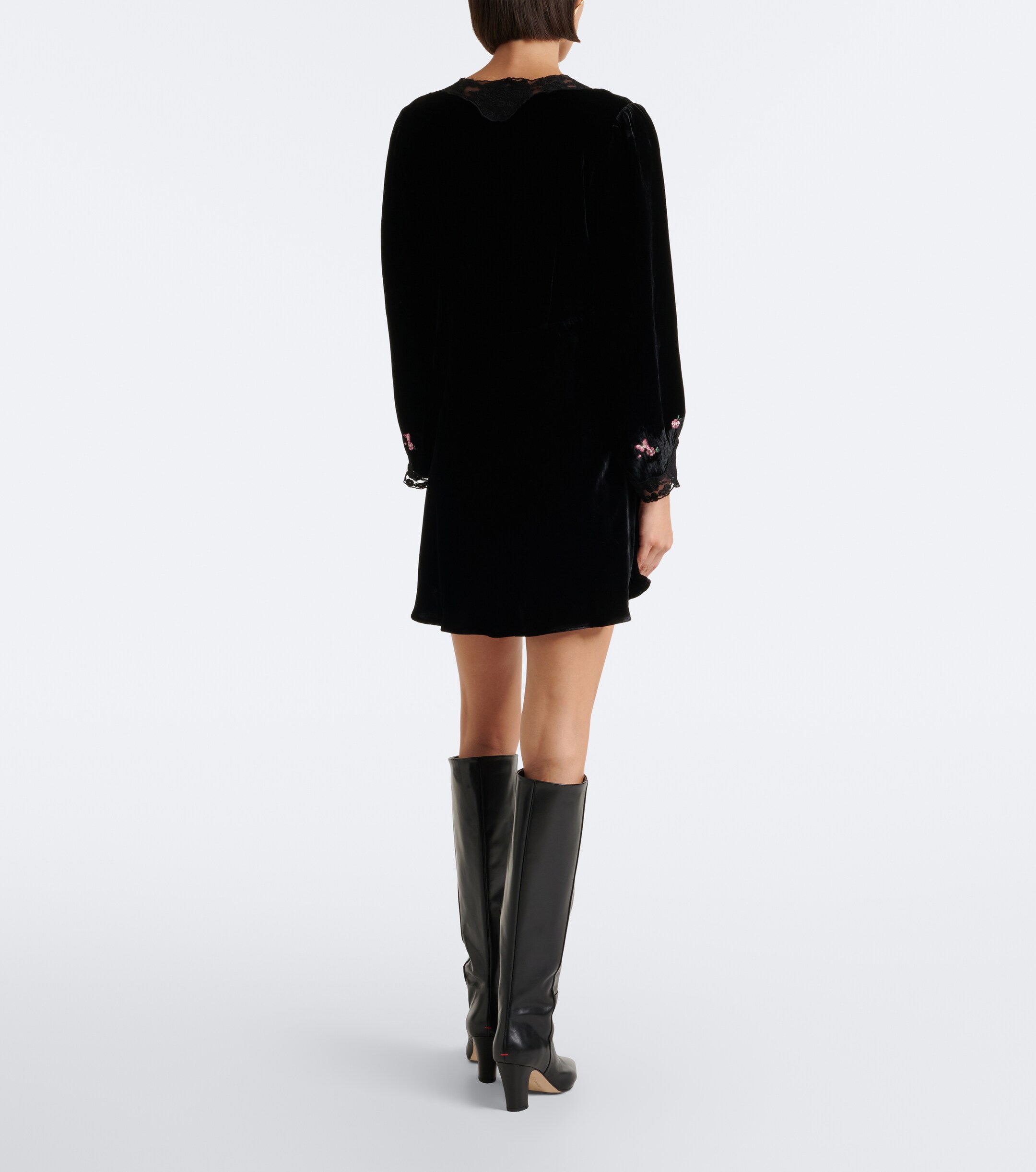 RIXO Rixo Carolina lace-trimmed velvet minidress