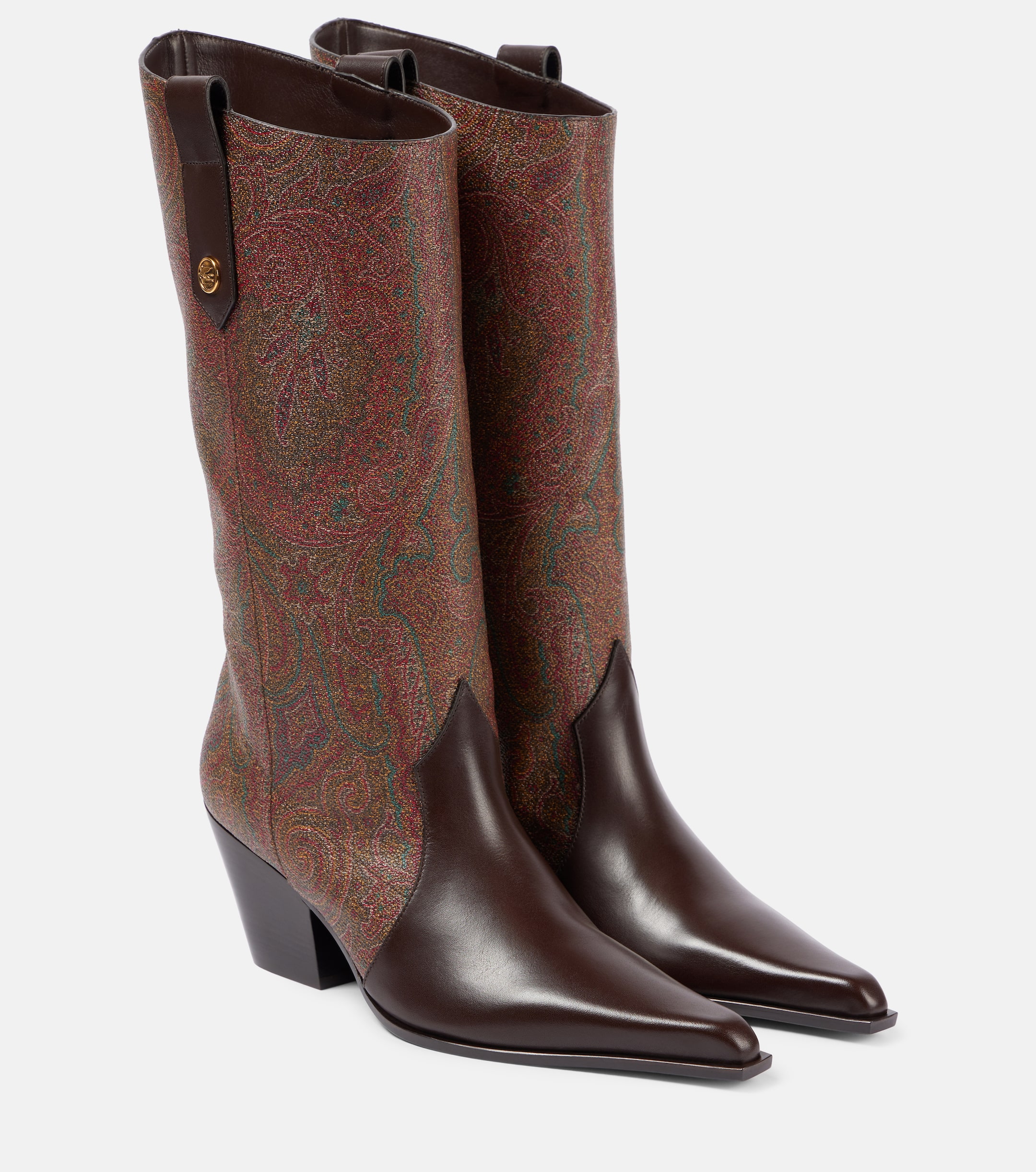 ETRO Size 10 Red Paisley Pony Hair Leather Crepe Sole Ankle Boots Etro - Paisley coated canvas knee-high boots | Plush main image 3
