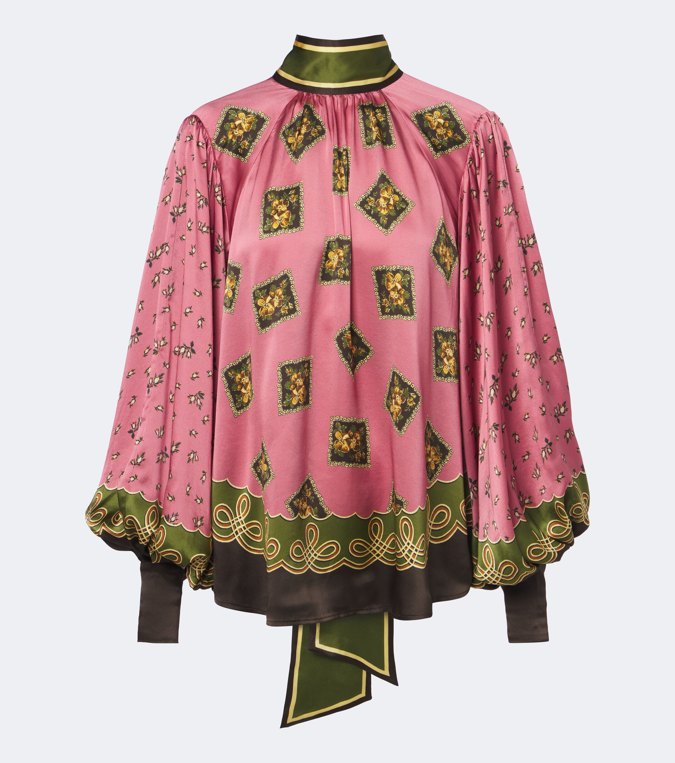 Alémais Alémais Lacey floral tie-neck silk satin blouse