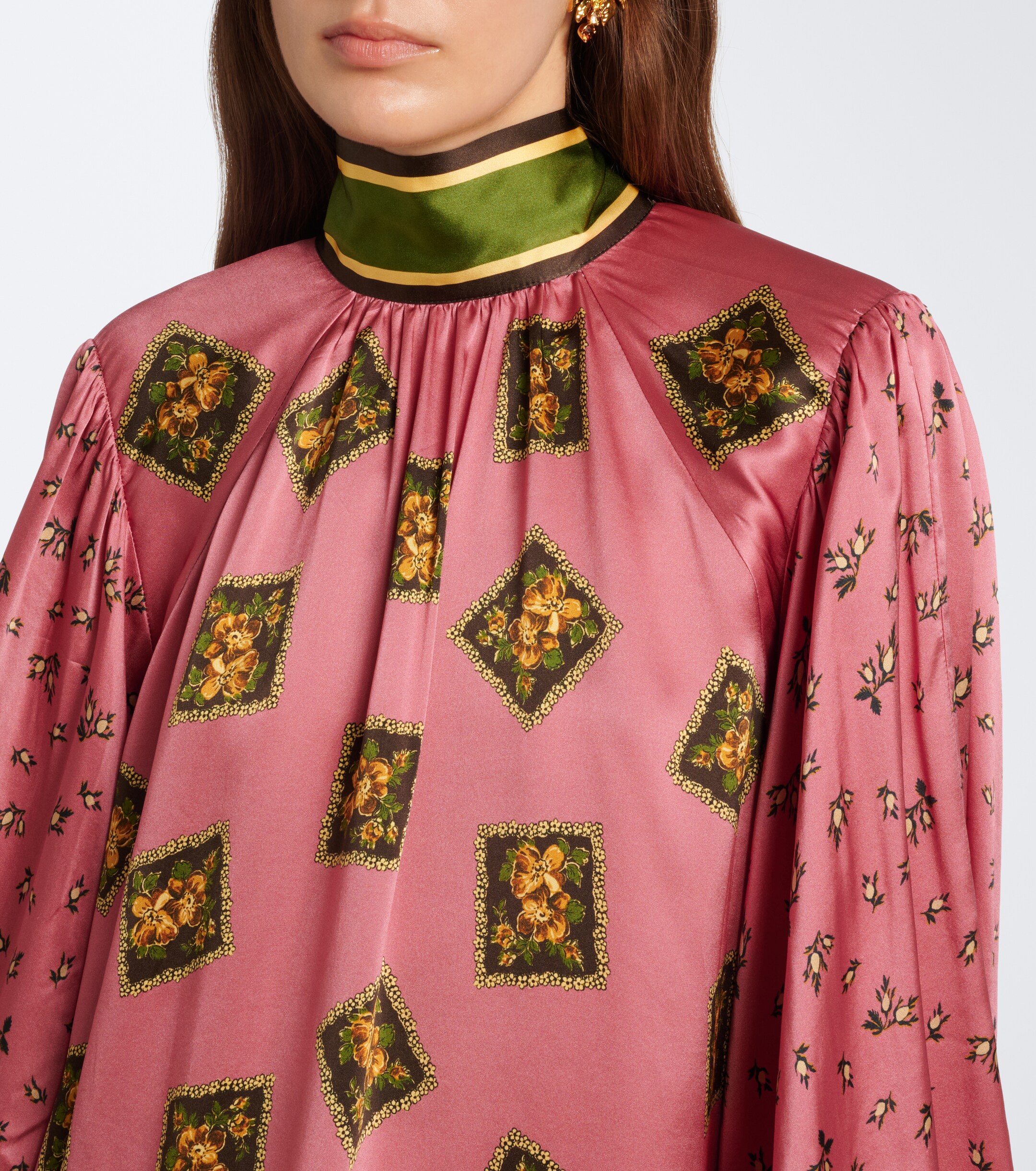 Alémais Alémais Lacey floral tie-neck silk satin blouse
