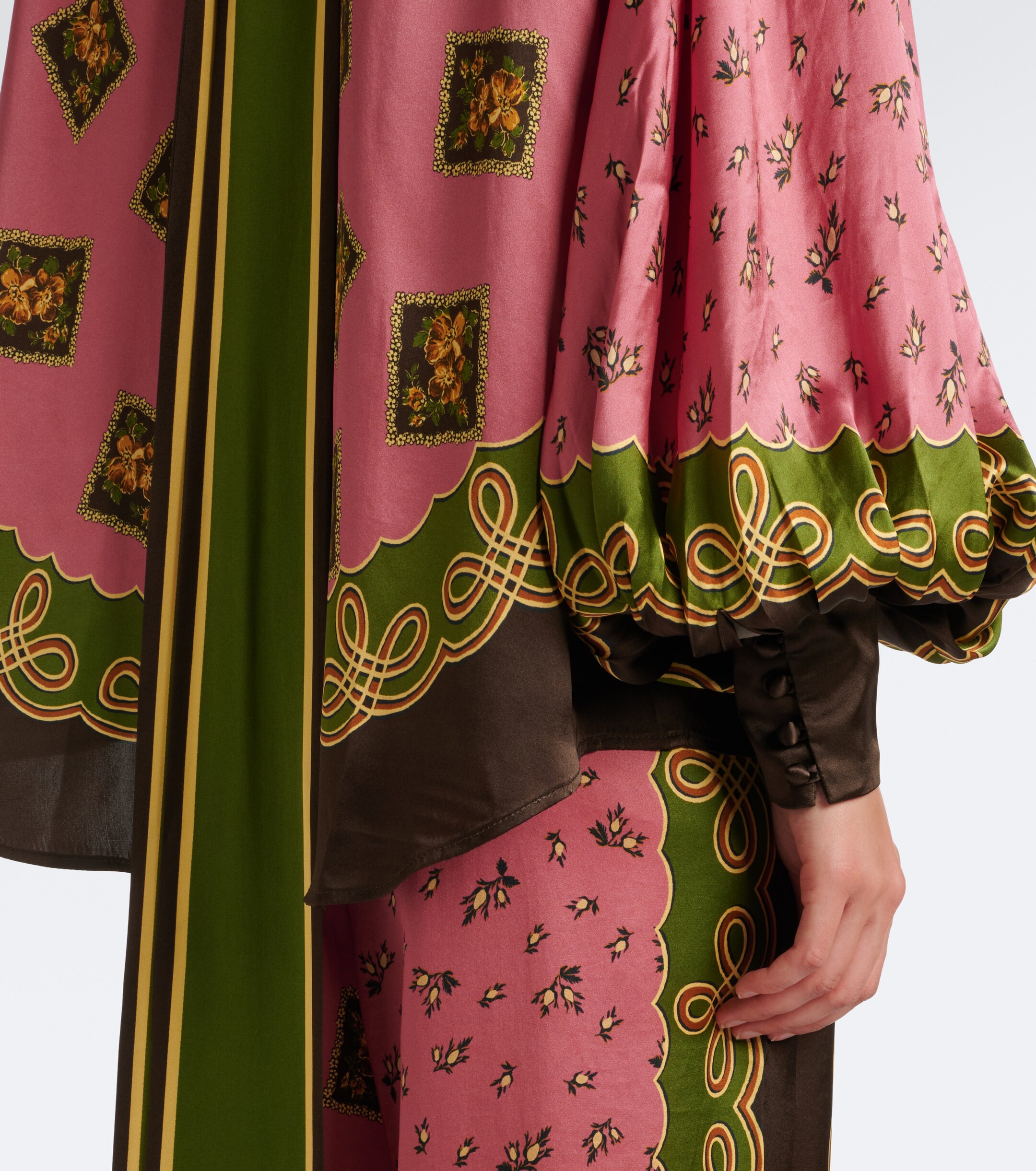 Alémais Alémais Lacey floral tie-neck silk satin blouse