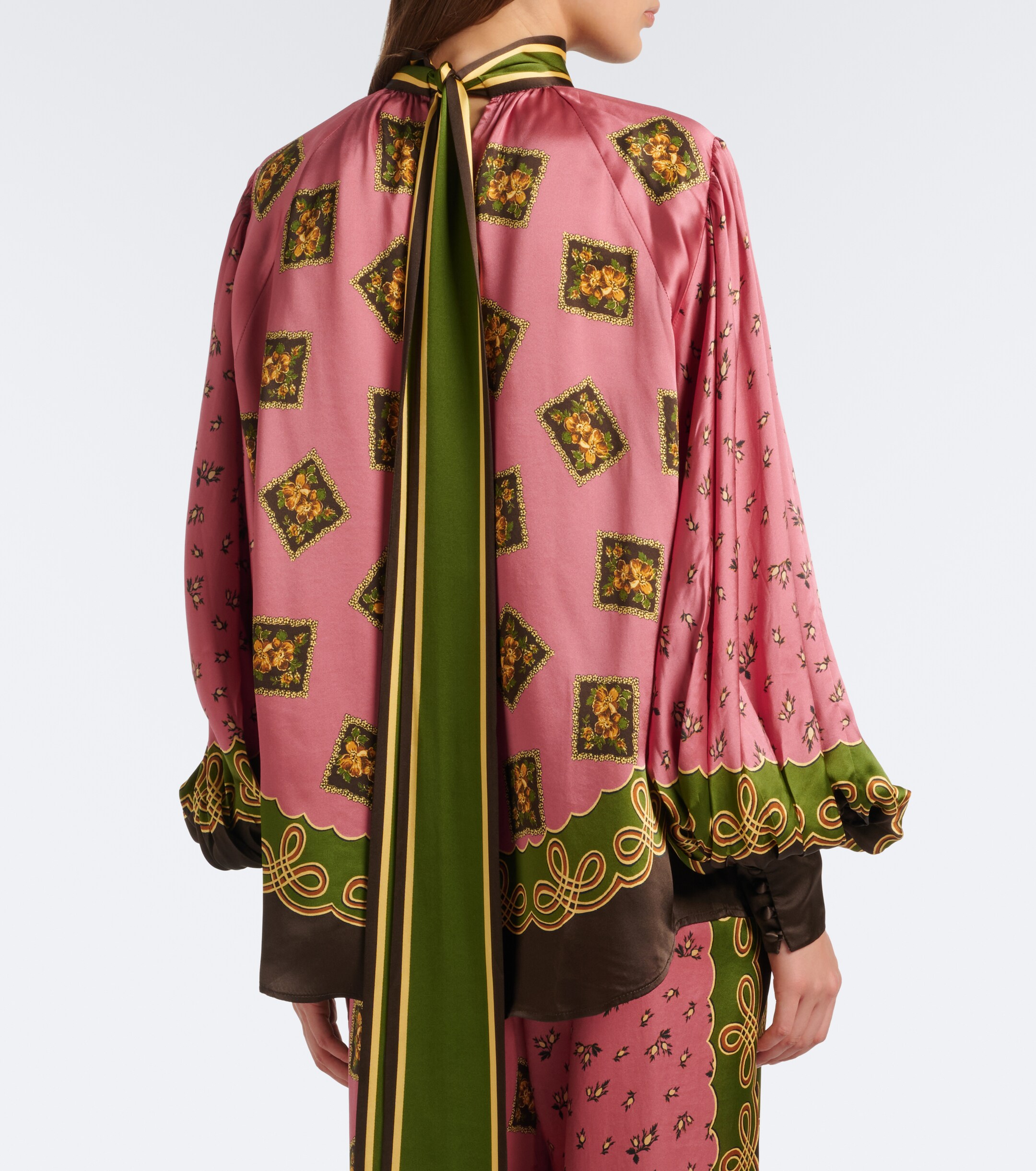 Alémais Alémais Lacey floral tie-neck silk satin blouse