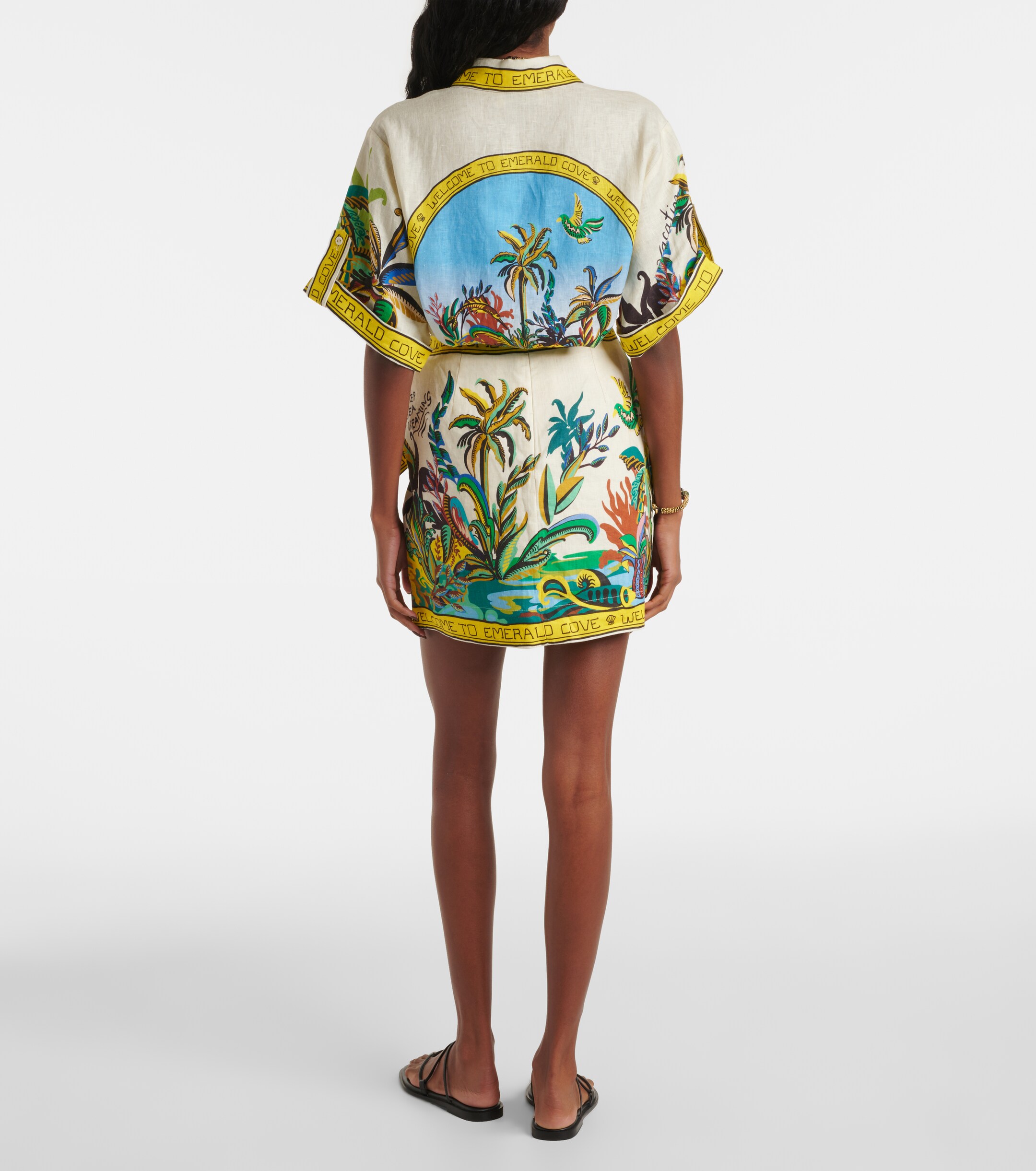 Alémais Day Dream printed linen wrap skirt thumbnail