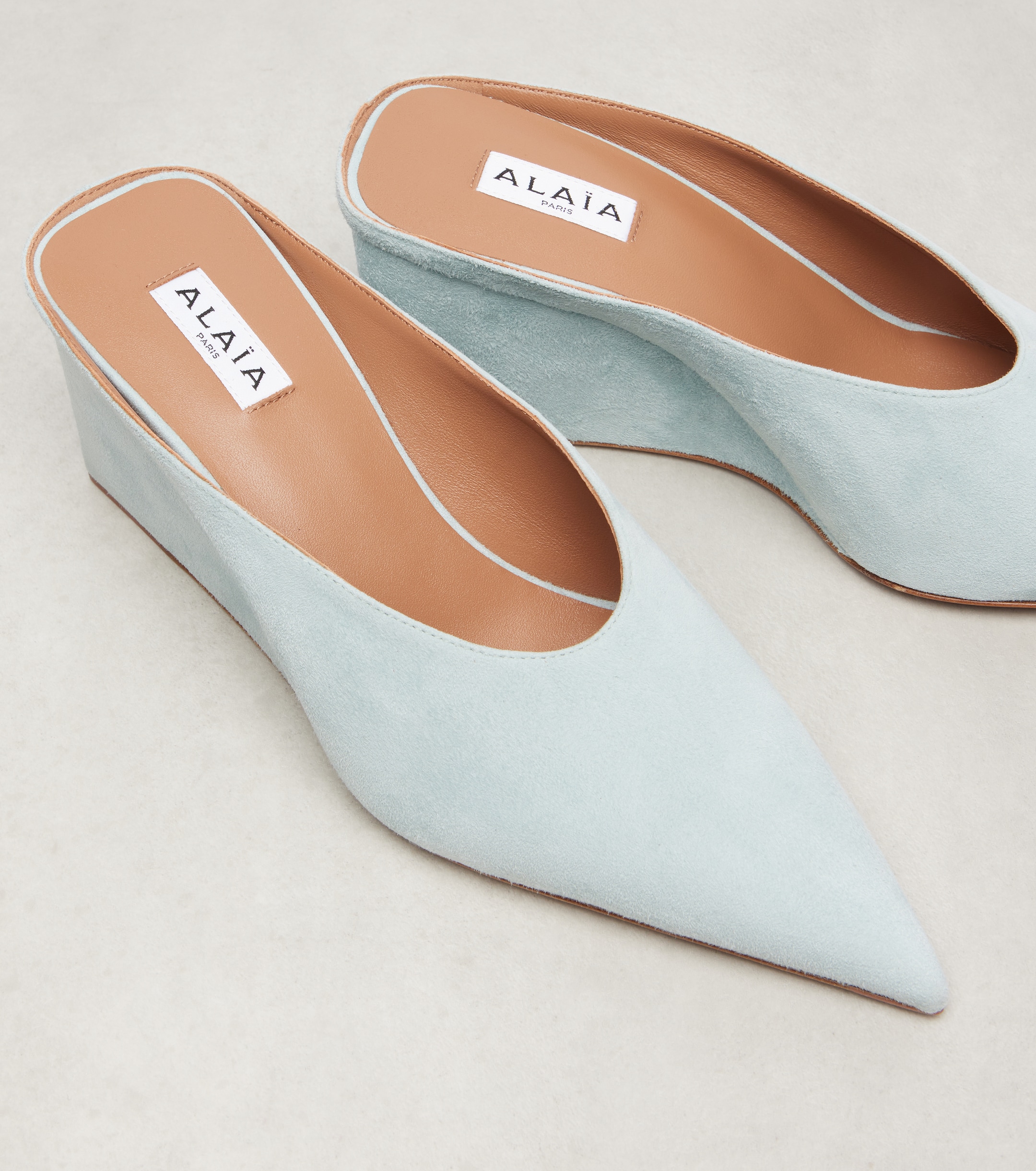 Alaïa Cube 75 suede wedge mules thumbnail