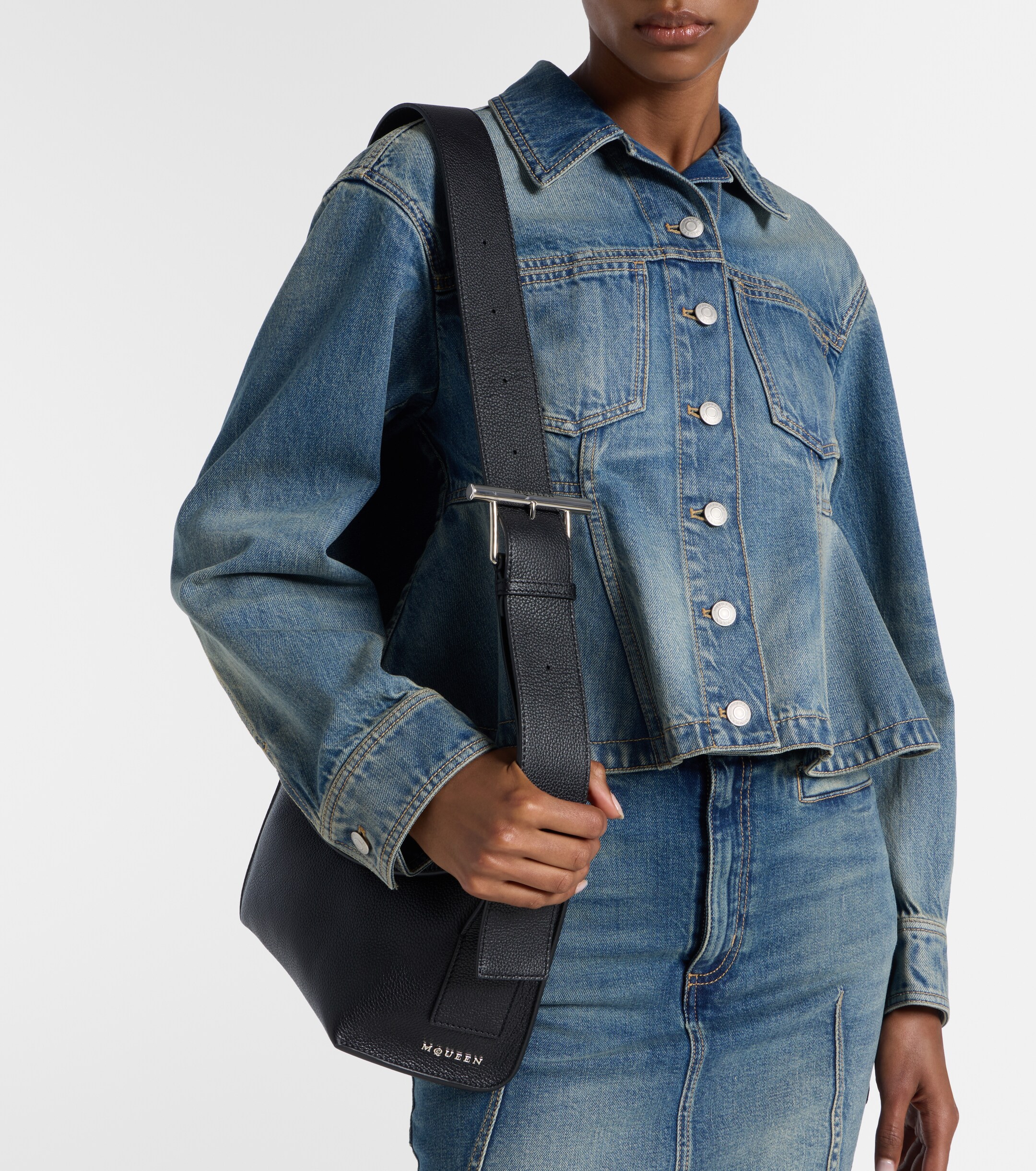 McQueen T-Bar Sling leather shoulder bag