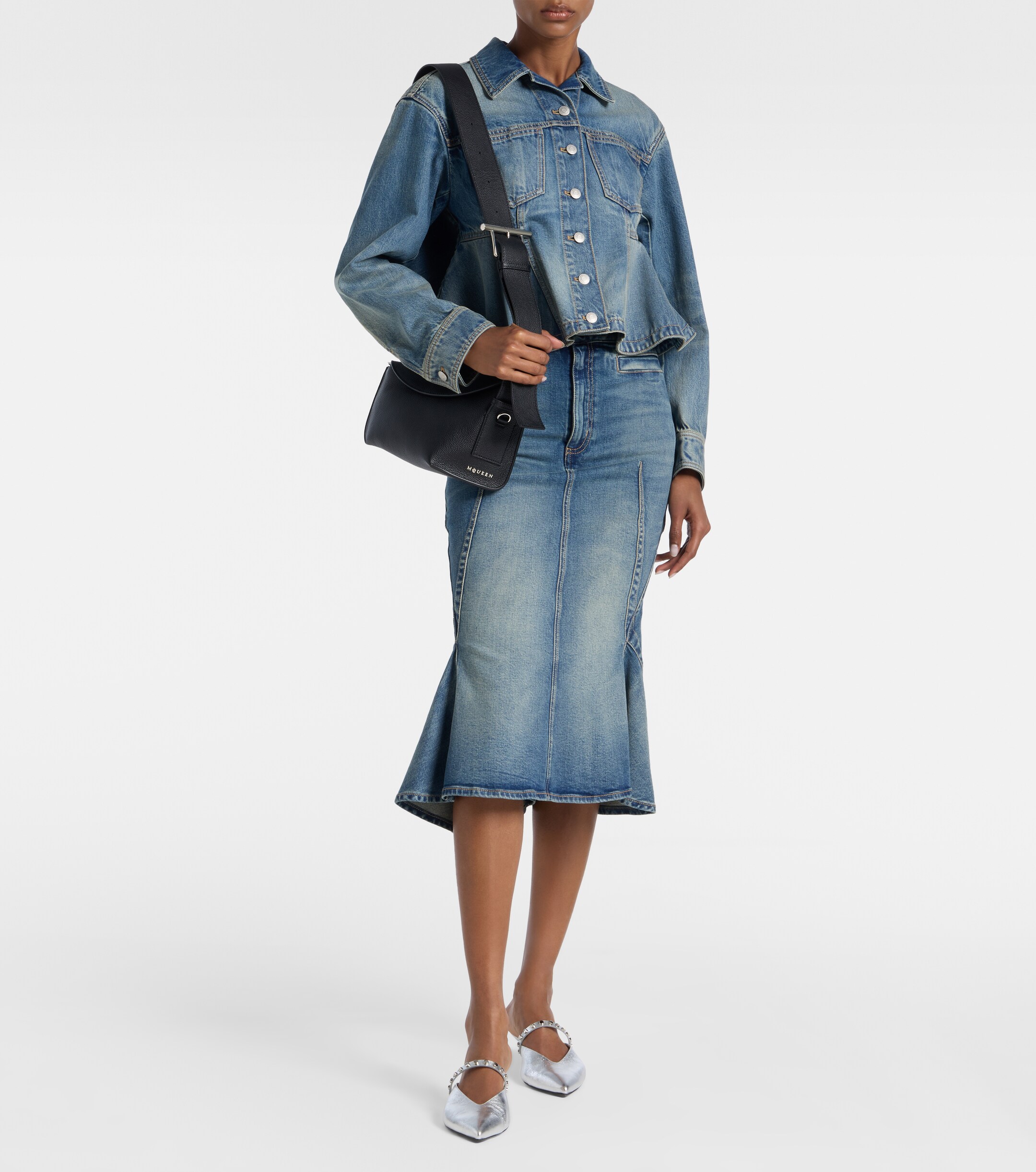 McQueen T-Bar Sling leather shoulder bag