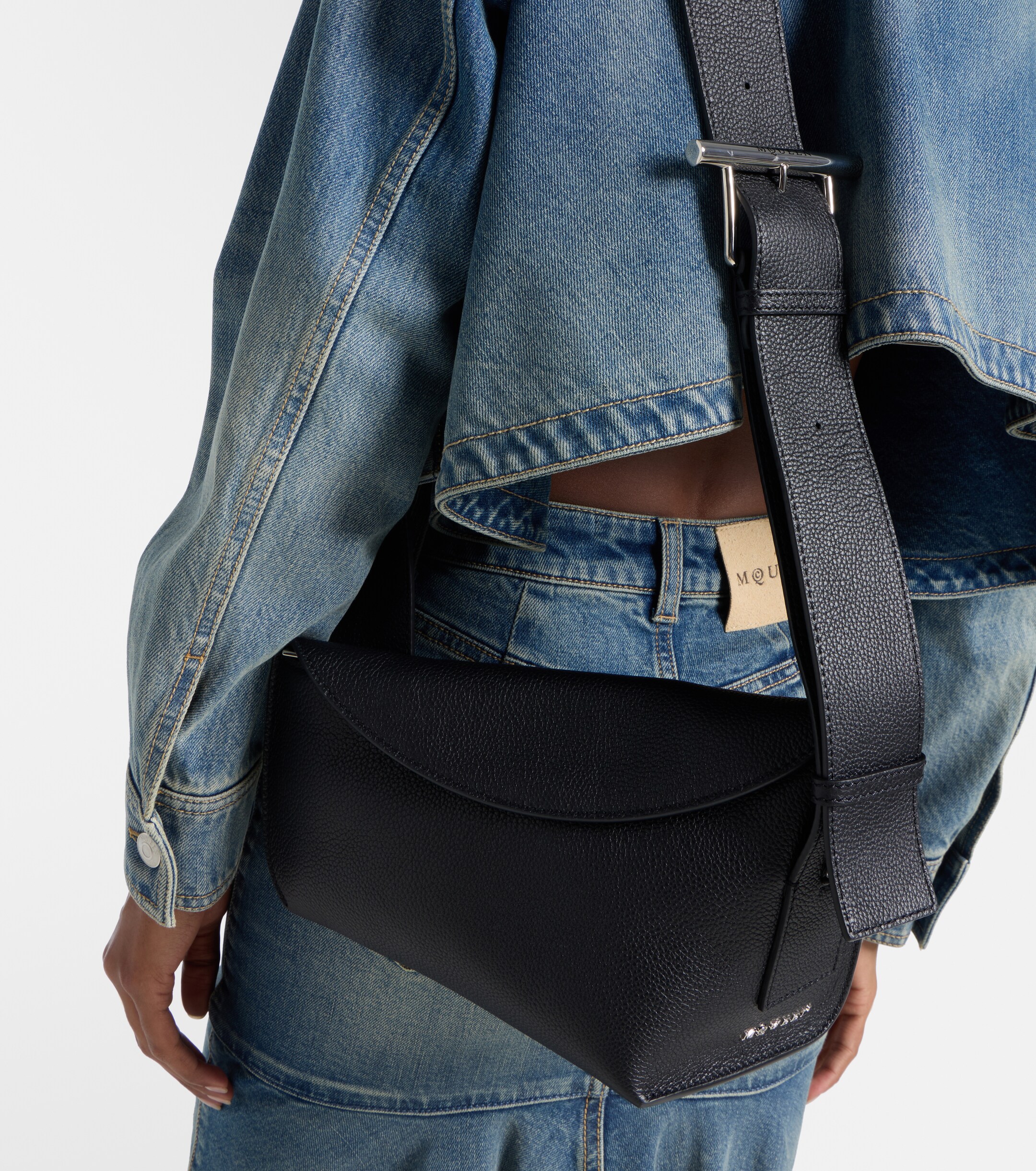 McQueen T-Bar Sling leather shoulder bag