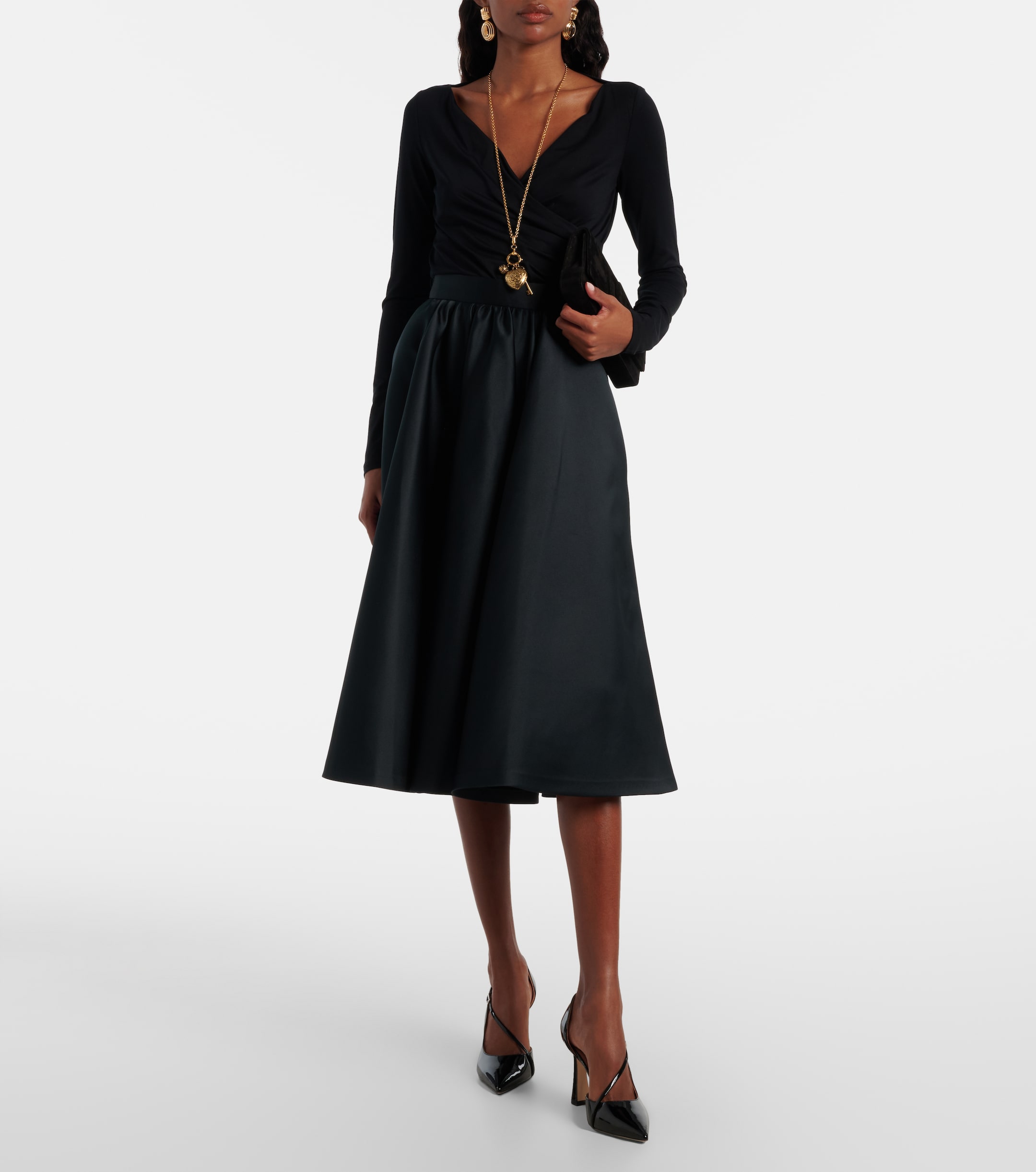 Max Mara Farneto flared satin midi skirt