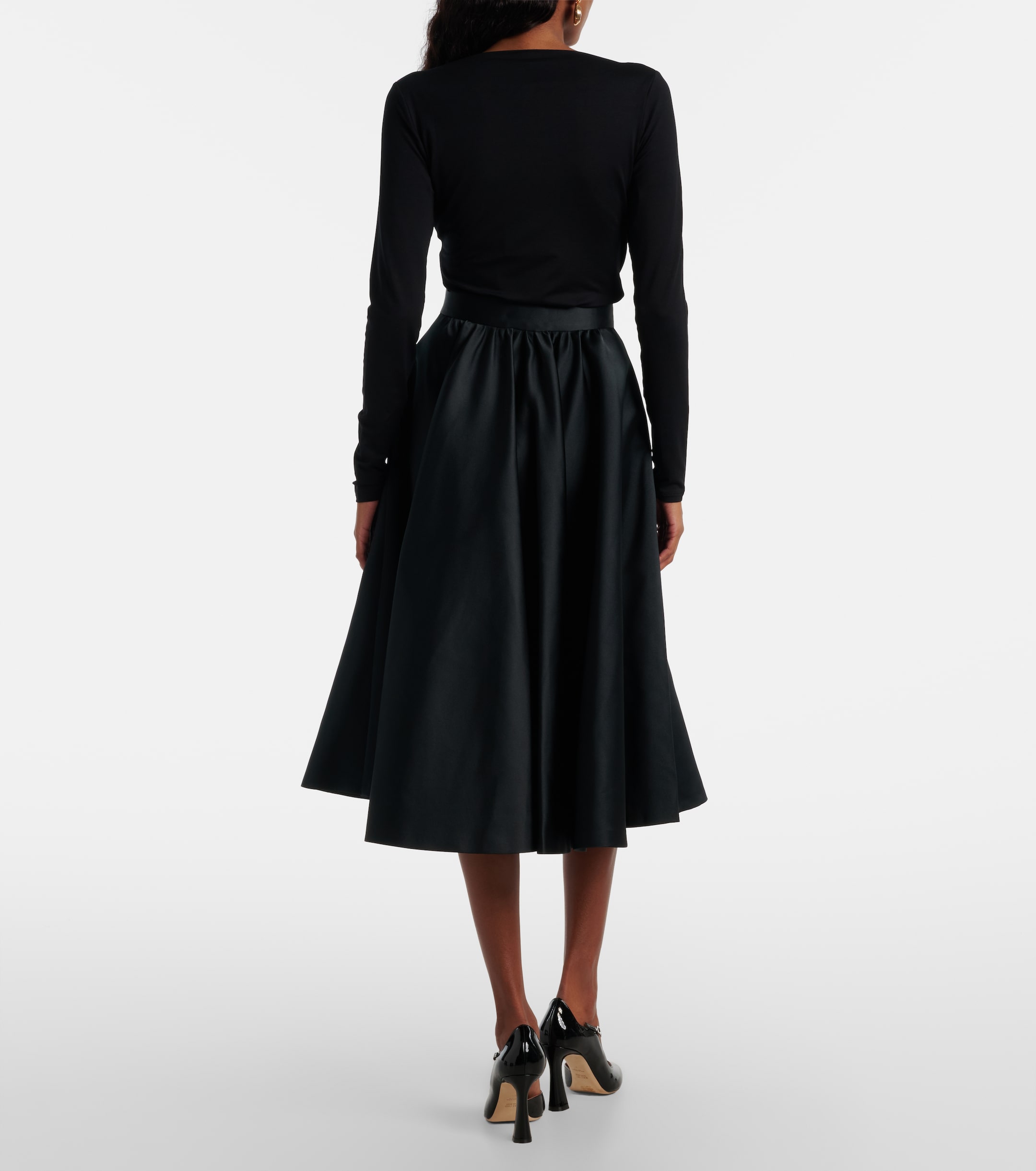 Max Mara Farneto flared satin midi skirt thumbnail