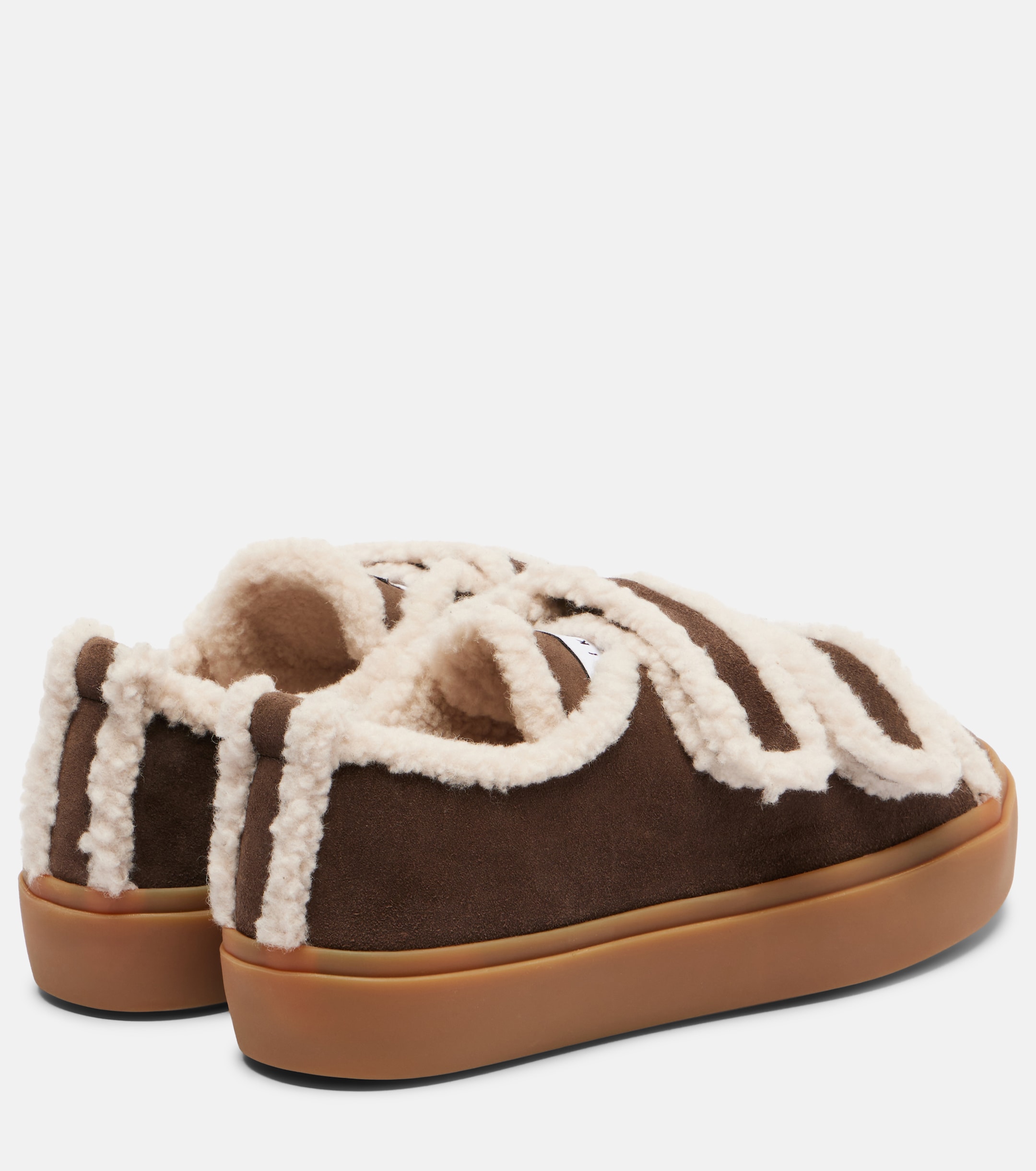 Inuikii Shearling-trimmed suede low-top sneakers